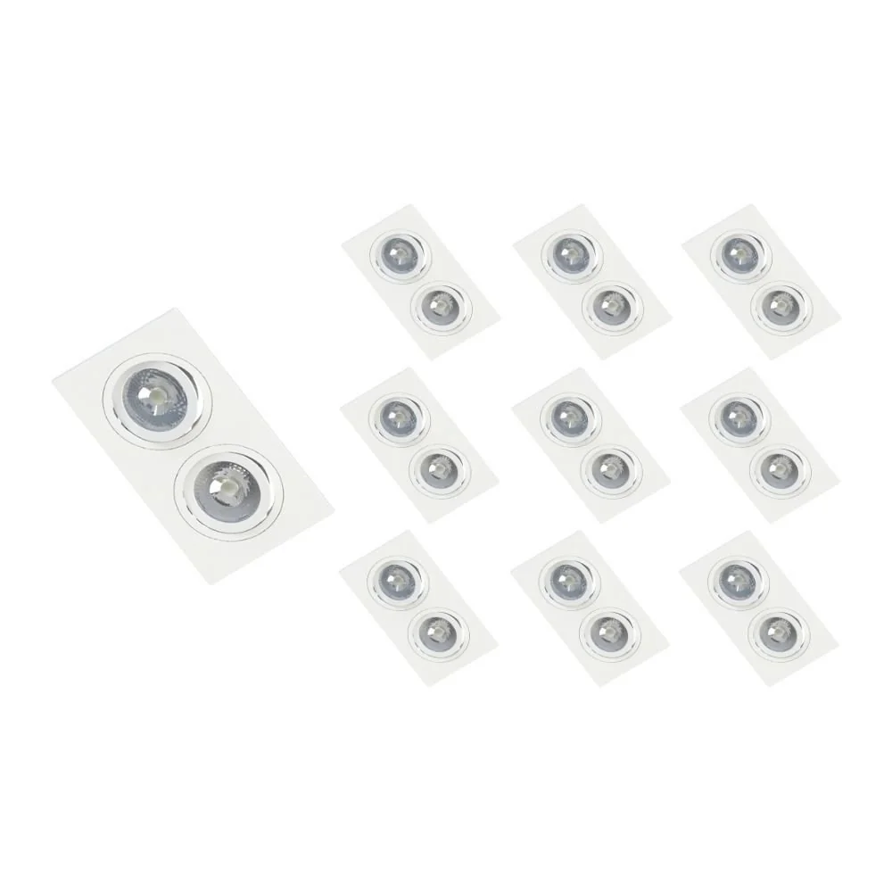 10 Spots De Embutir Plano Save Energy Para 2 Lâmpadas Par 20 E27 Bivolt Branco