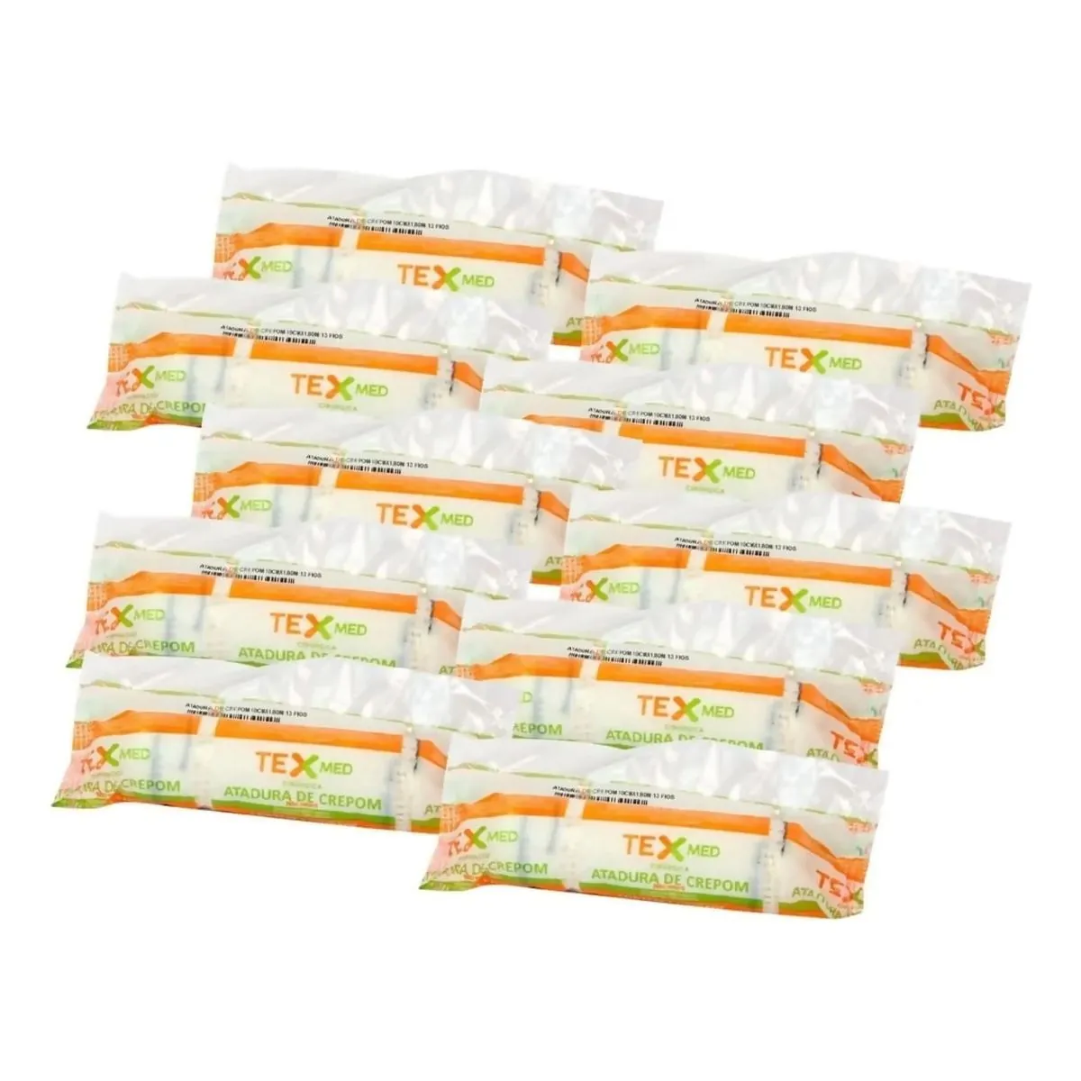 Kit 10 Rolos Atadura Crepom Não Estéril 8cmx1,80m TexMed