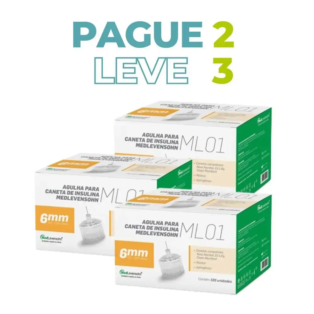 Pague 2 Leve 3 - Agulha Caneta Insulina 6mm Medlevensohn