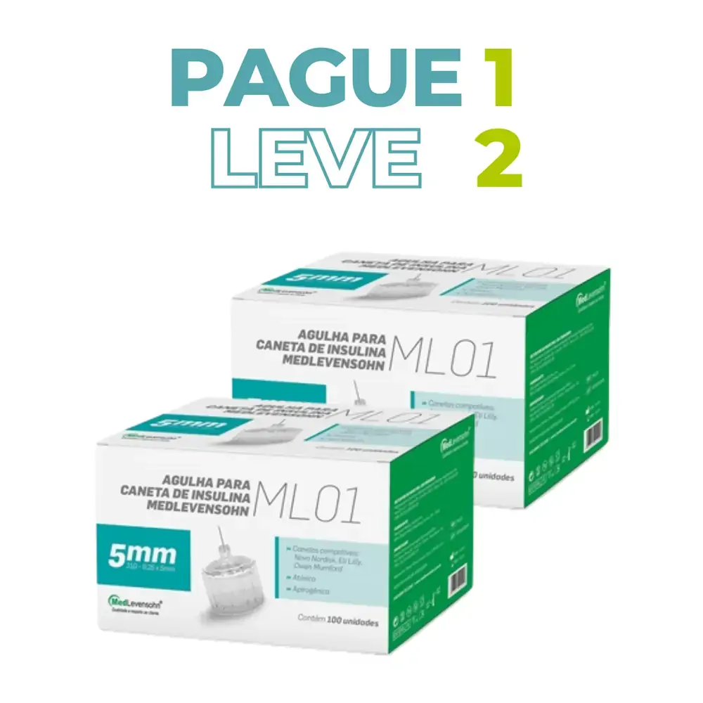 Pague 1 Leve 2 - Agulha Caneta Insulina 5mm Medlevensohn