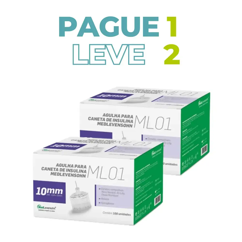 Pague 1 Leve 2 - Agulha Caneta Insulina 10mm Medlevensohn