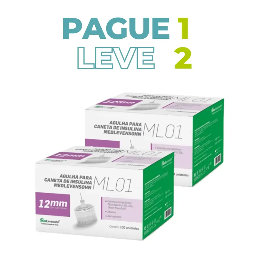 Pague 1 Leve 2 - Agulha Caneta Insulina 12mm Medlevensohn