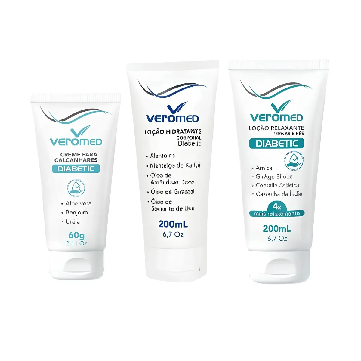 Kit de Loções Hidratantes Veromed: Corpo, Calcanhares e Pés