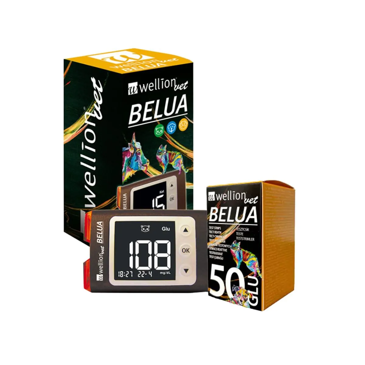 Monitor e 50 Tiras para Glicemia Animal - Belua WellionVet - Monitor e 50Tiras para Glicemia Animal