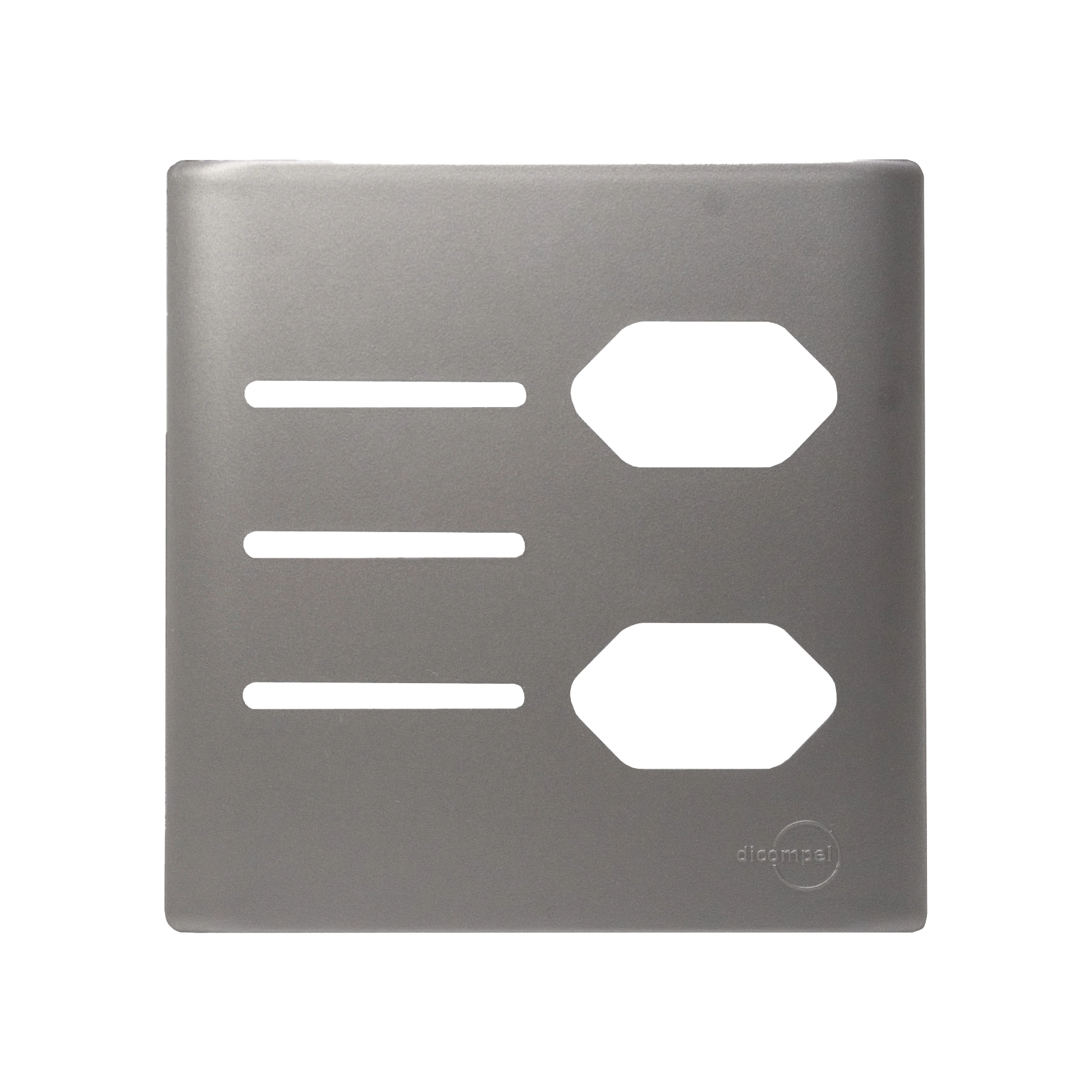Placa com Suporte 4X4 para 3 Interruptores + 2 Tomada Prata Novara