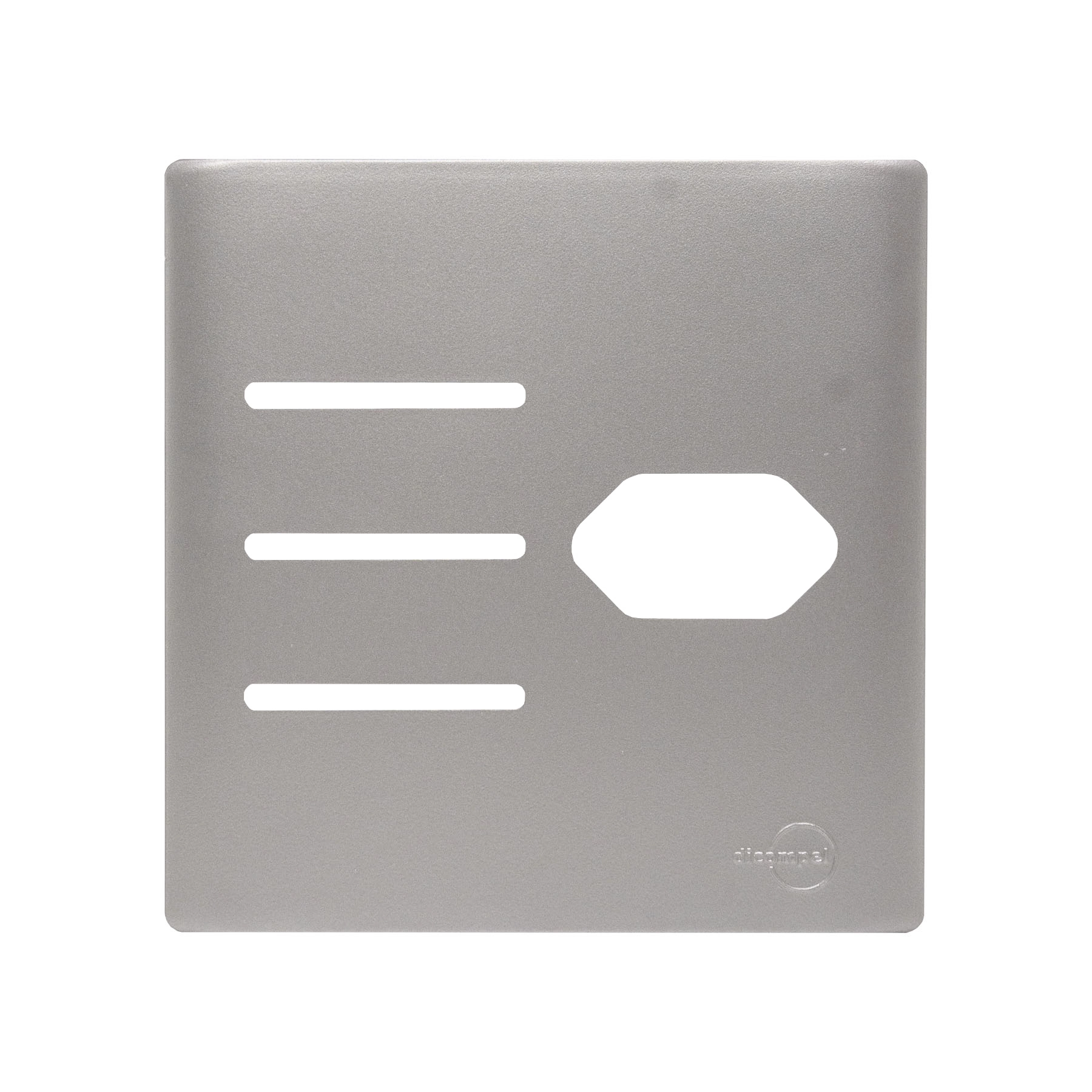 Placa com Suporte 4X4 para 3 Interruptores + 1 Tomada Prata Novara