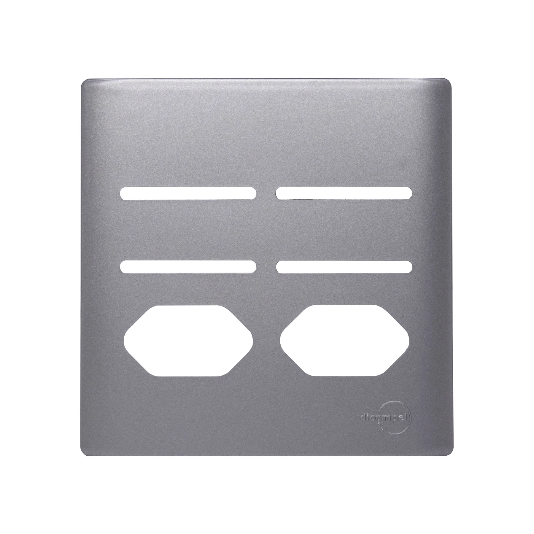 Placa com Suporte 4X4 para 4 Interruptores + 2 Tomada Prata Novara