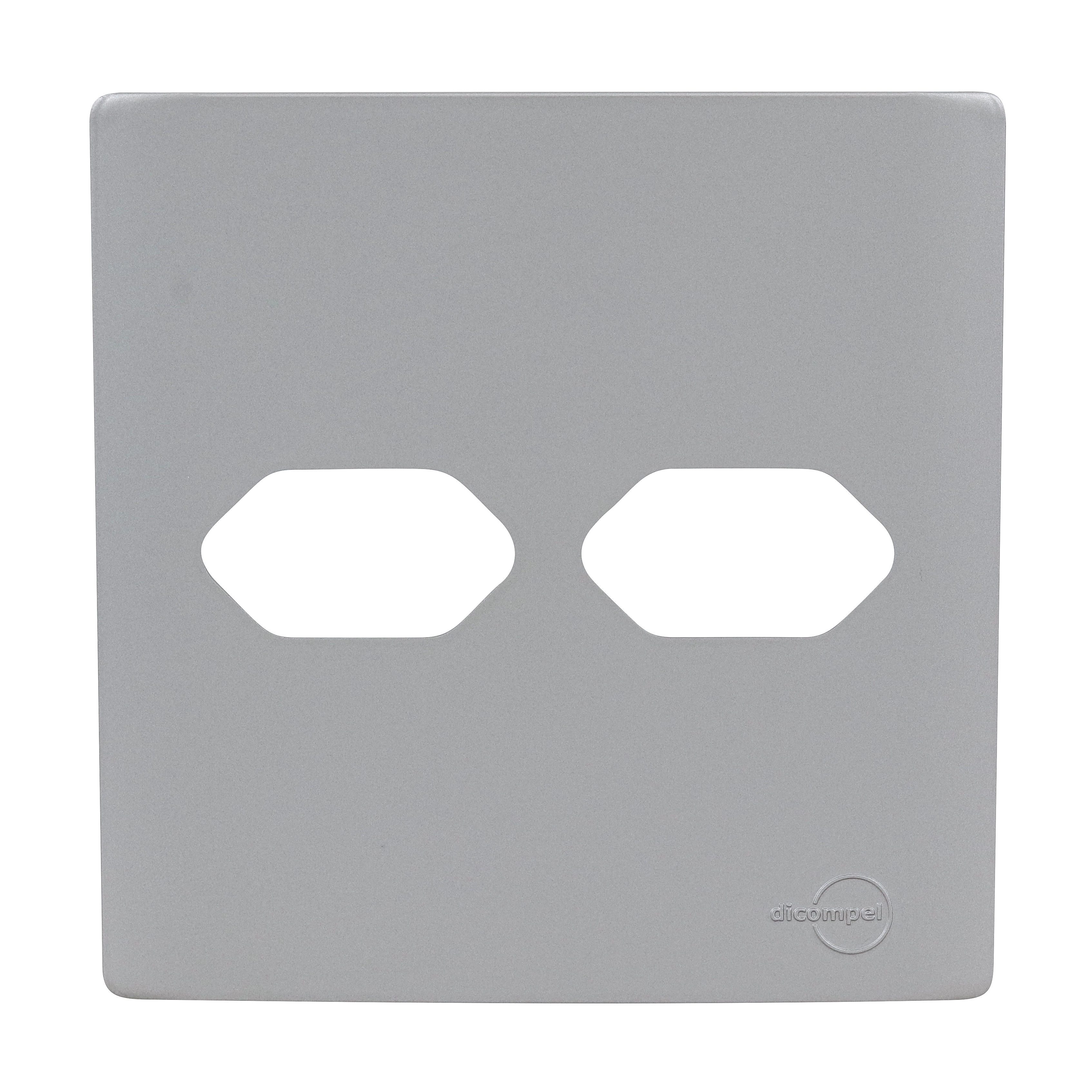 Placa 4X4 para 2 Tomadas 2P+T Aço Novara Dicompel