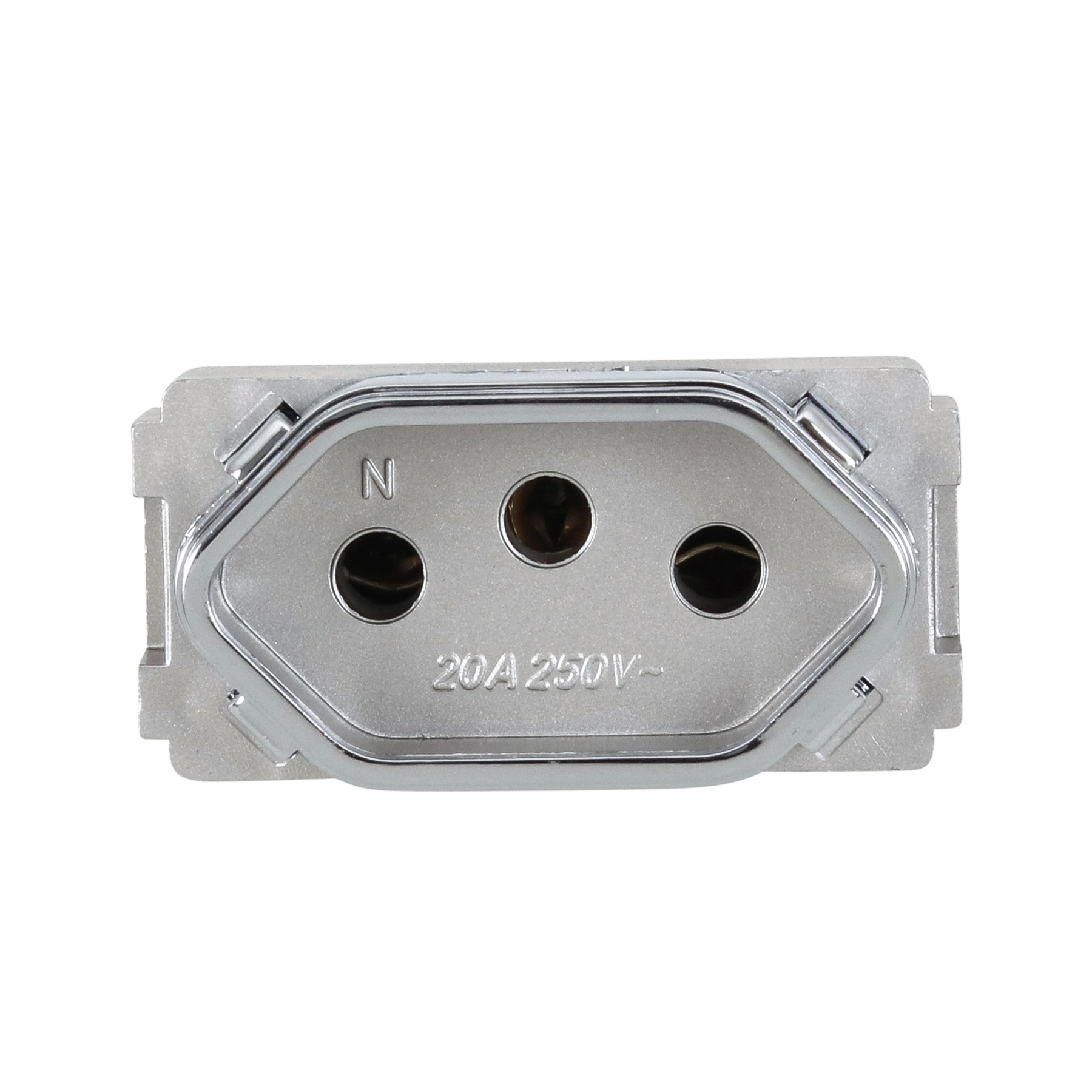 Módulo Tomada Universal 2PT 20A Aço Cromado Novara Colors