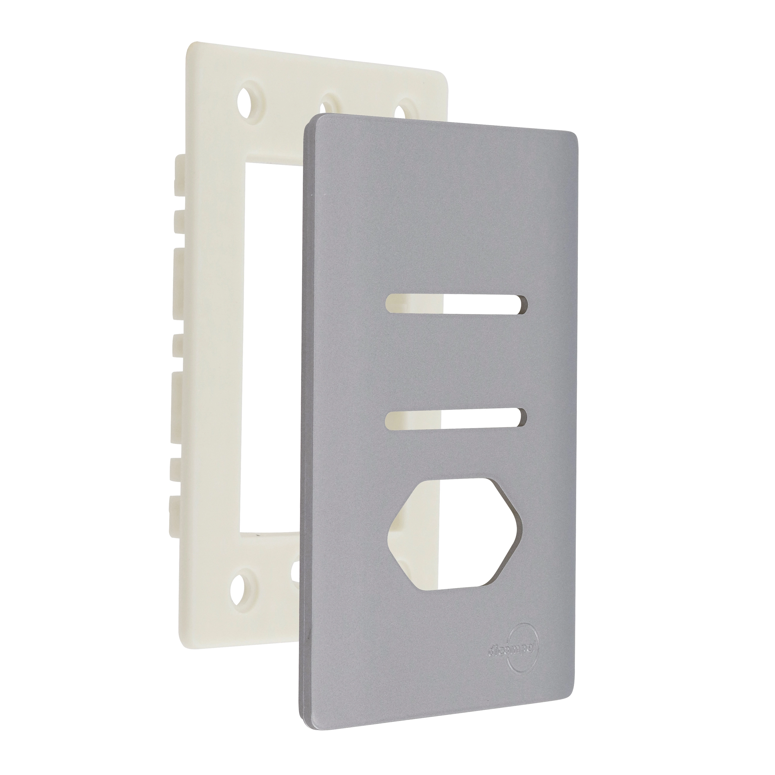 Placa com Suporte 4X2 2 Interruptores e Tomada Preto Novara Dicompel