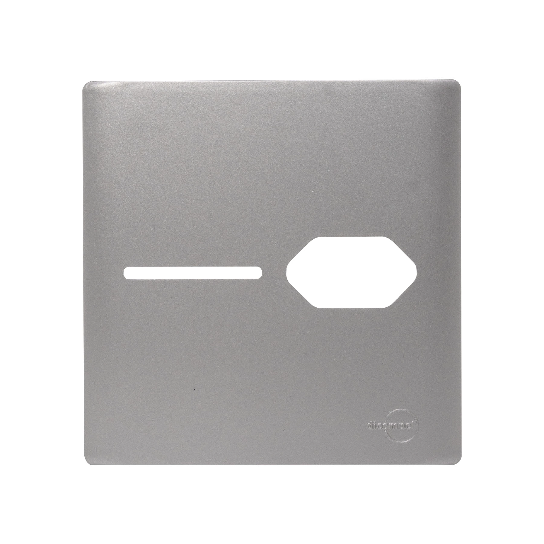 Placa com Suporte 4X4 para 1 Interruptor + 1 Tomada Prata Novara