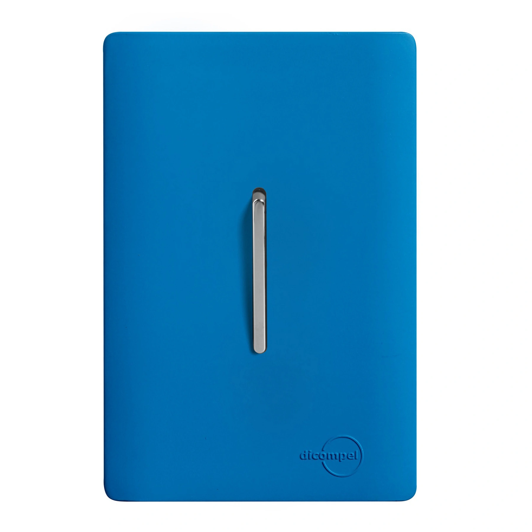 Conjunto 1 Interruptor Simples Cromado 4X2 Azul Fosco Dicompel