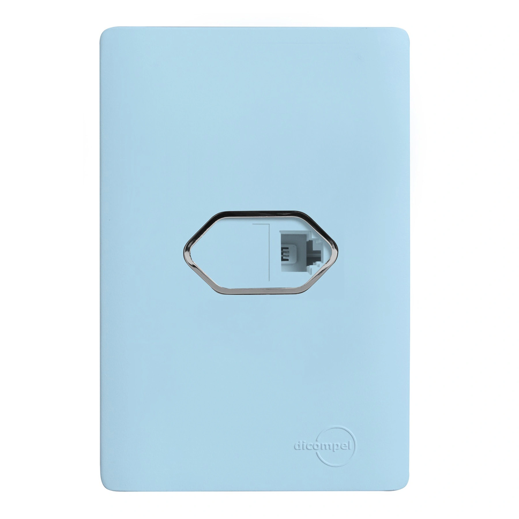 Conjunto 1 Tomada Telefonia 4x2 Celeste Novara Colors Dicompel