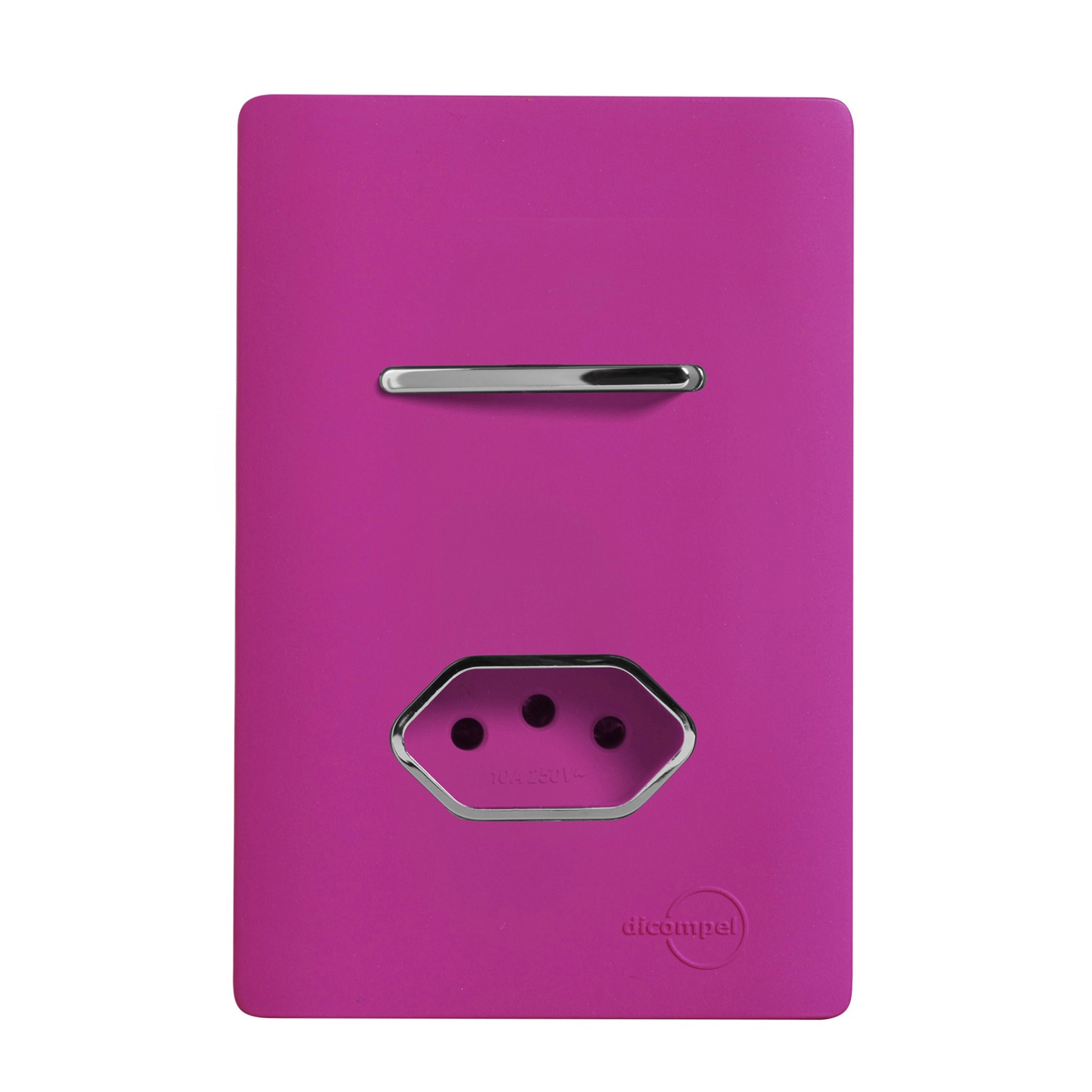 Conjunto 1 Tomada e 1 Interruptor Energia Simples 20A 4x2 Rosa Fosco Novara Colors Dicompel