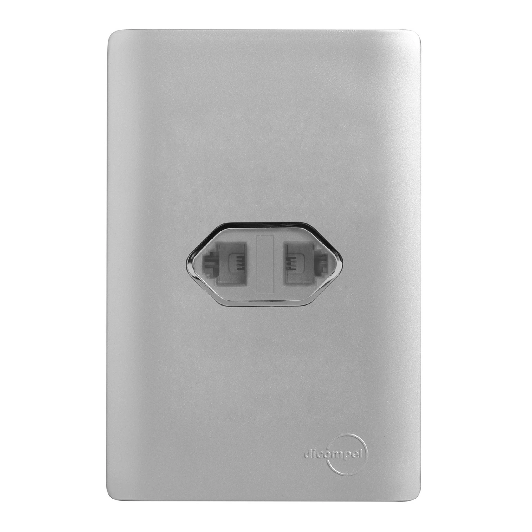 Conjunto 2 Tomadas Telefonia 4x2 Aço Novara Colors Dicompel