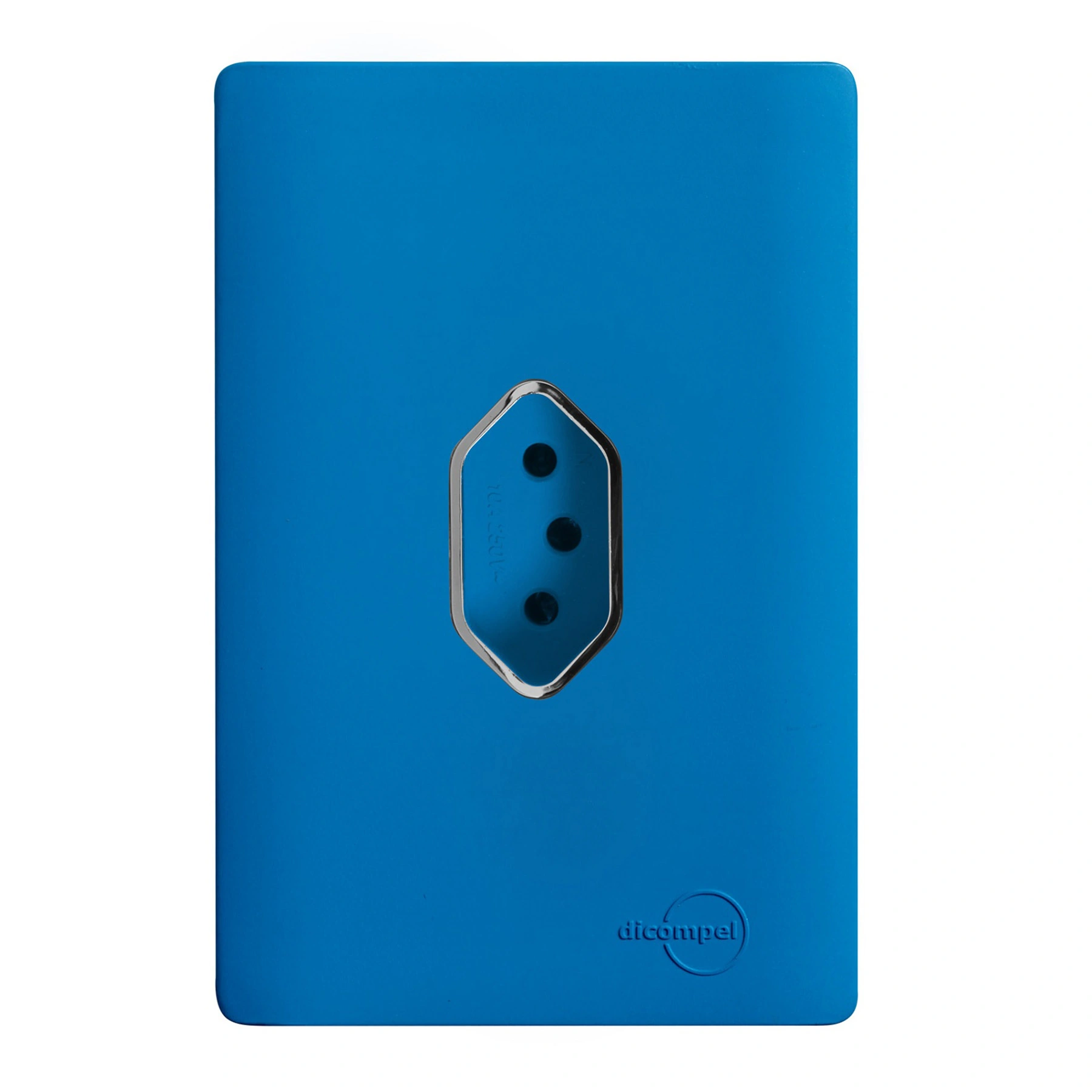 Conjunto 1 Tomada Energia 10A 4x2 Azul Fosco Novara Colors Dicompel