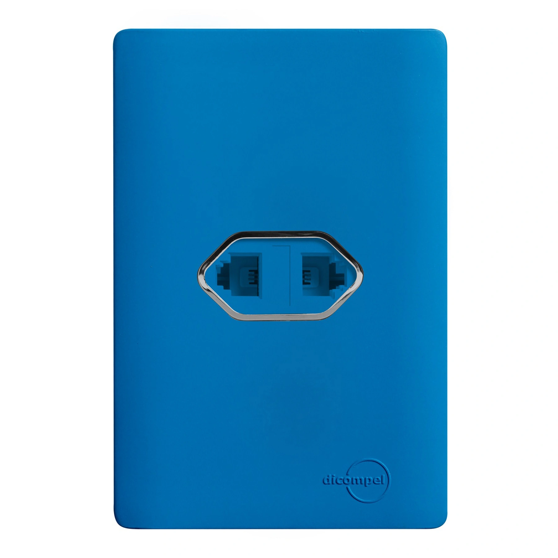 Conjunto 2 Tomadas Telefonia 4x2 Azul Fosco Novara Colors Dicompel