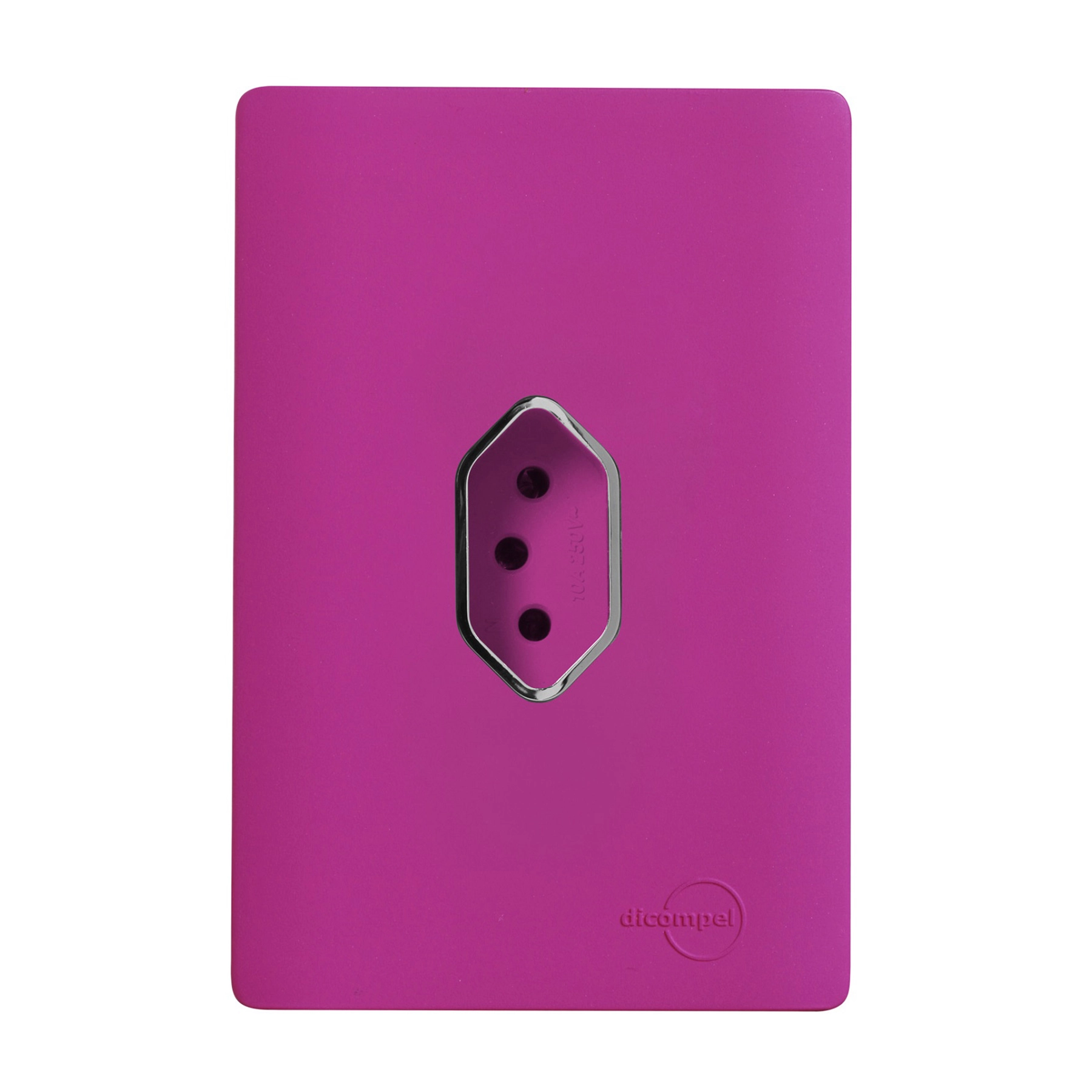 Conjunto 1 Tomada Energia 10A 4x2 Rosa Fosco Novara Colors Dicompel