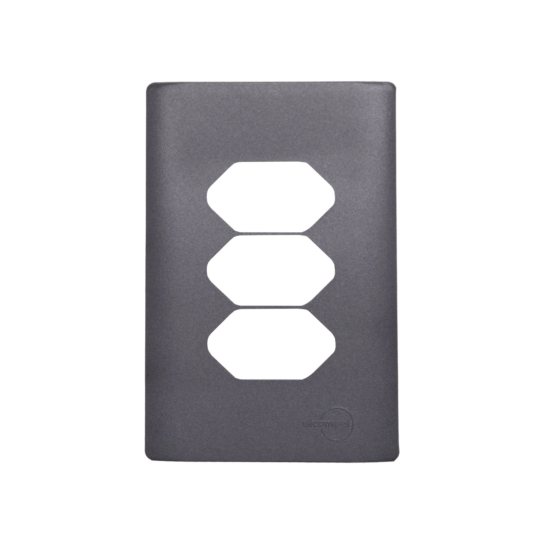 Placa com Suporte 4X2 para 3 Tomada Preto Graffite Novara