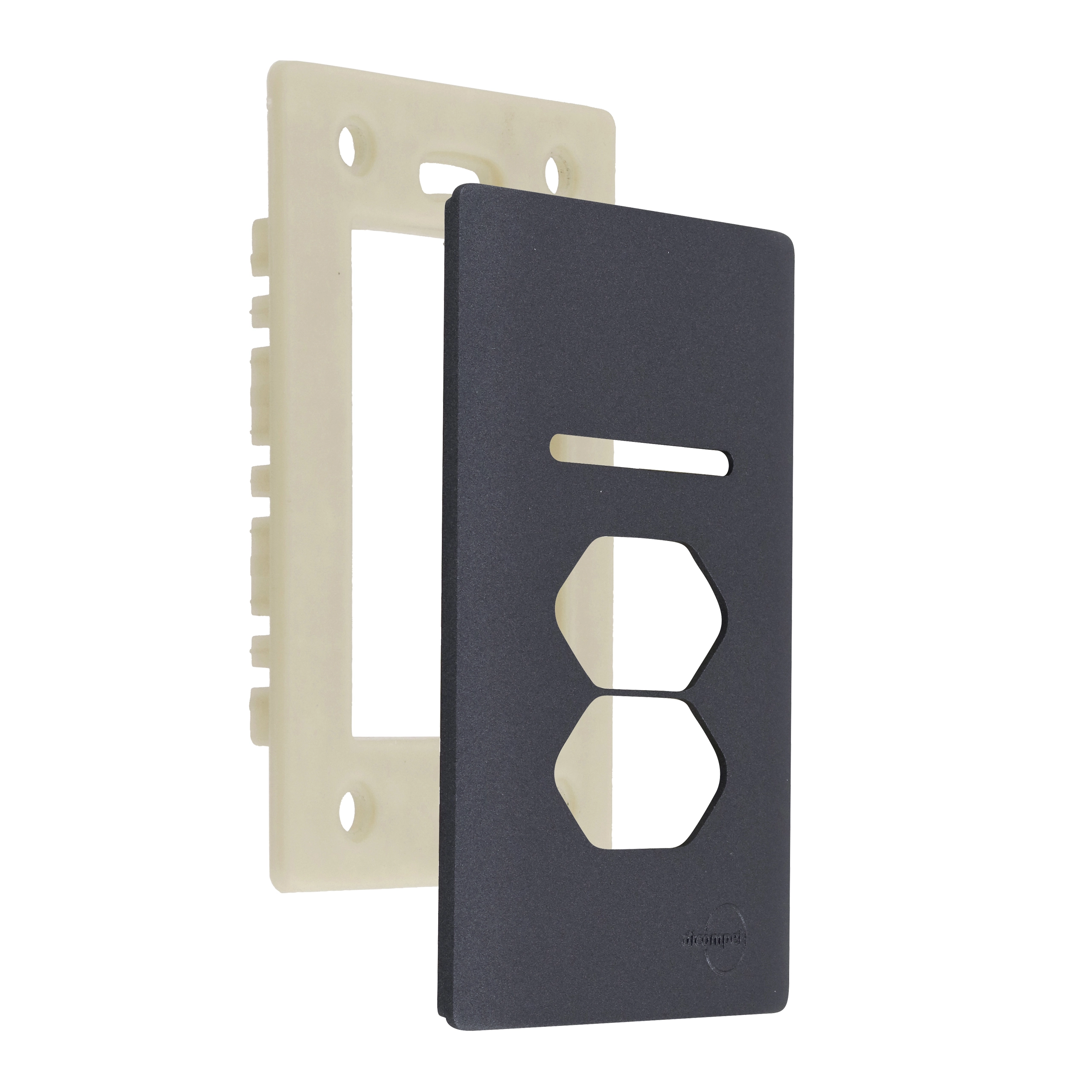 Placa com Suporte 4X2 1 Interruptor + 2 Tomada Grafite Novara