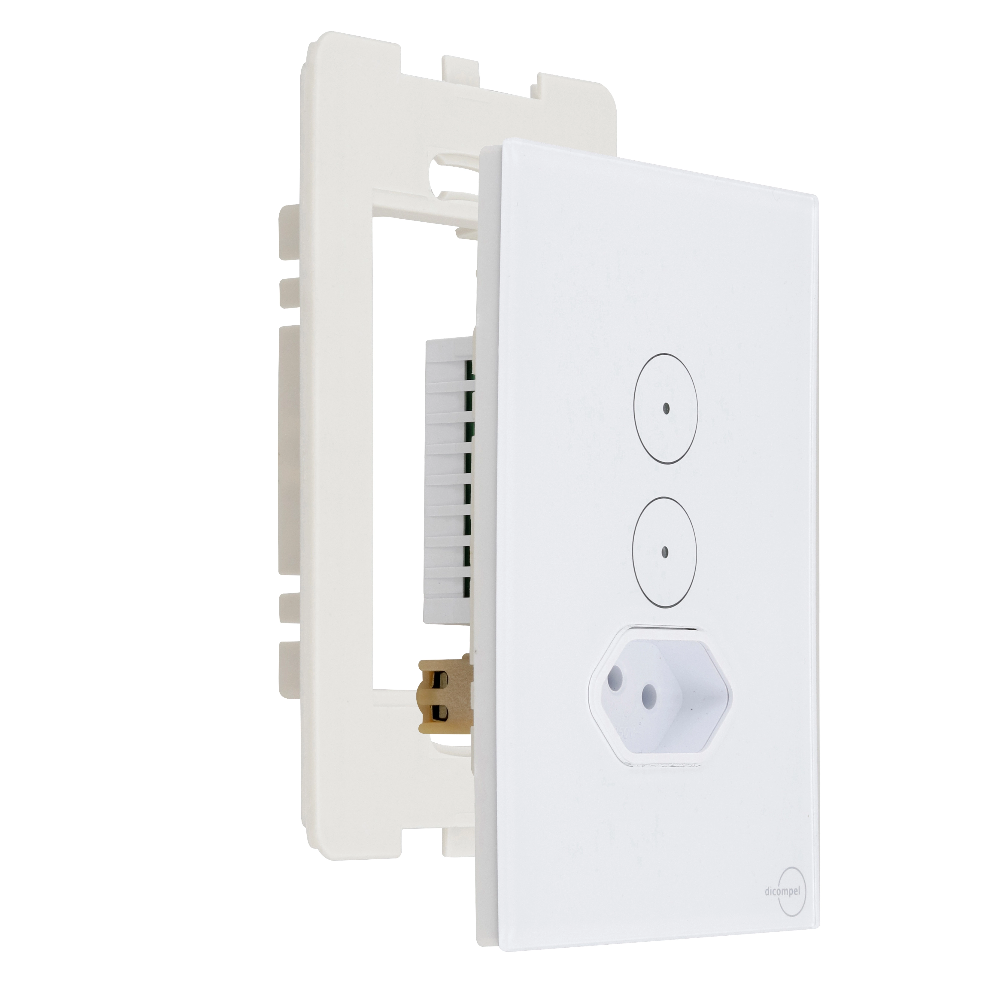 Conjunto Interruptor Touch 2 Pad + Tomada 2P+T 10A 4X2 Branco Vetro