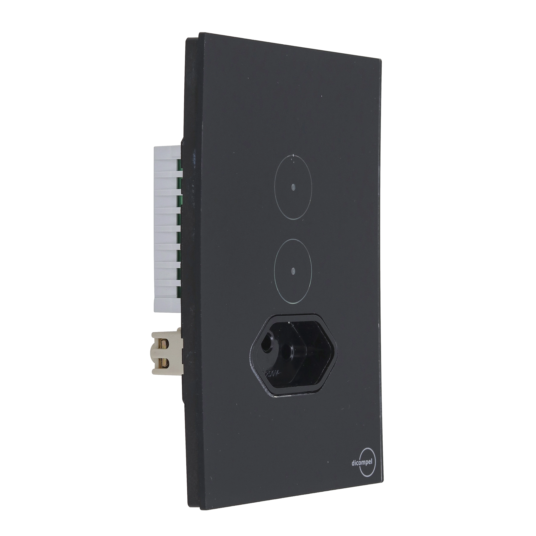 Conjunto Interruptor Touch 2 Pad + Tomada 2P+T 10A Preto Vetro