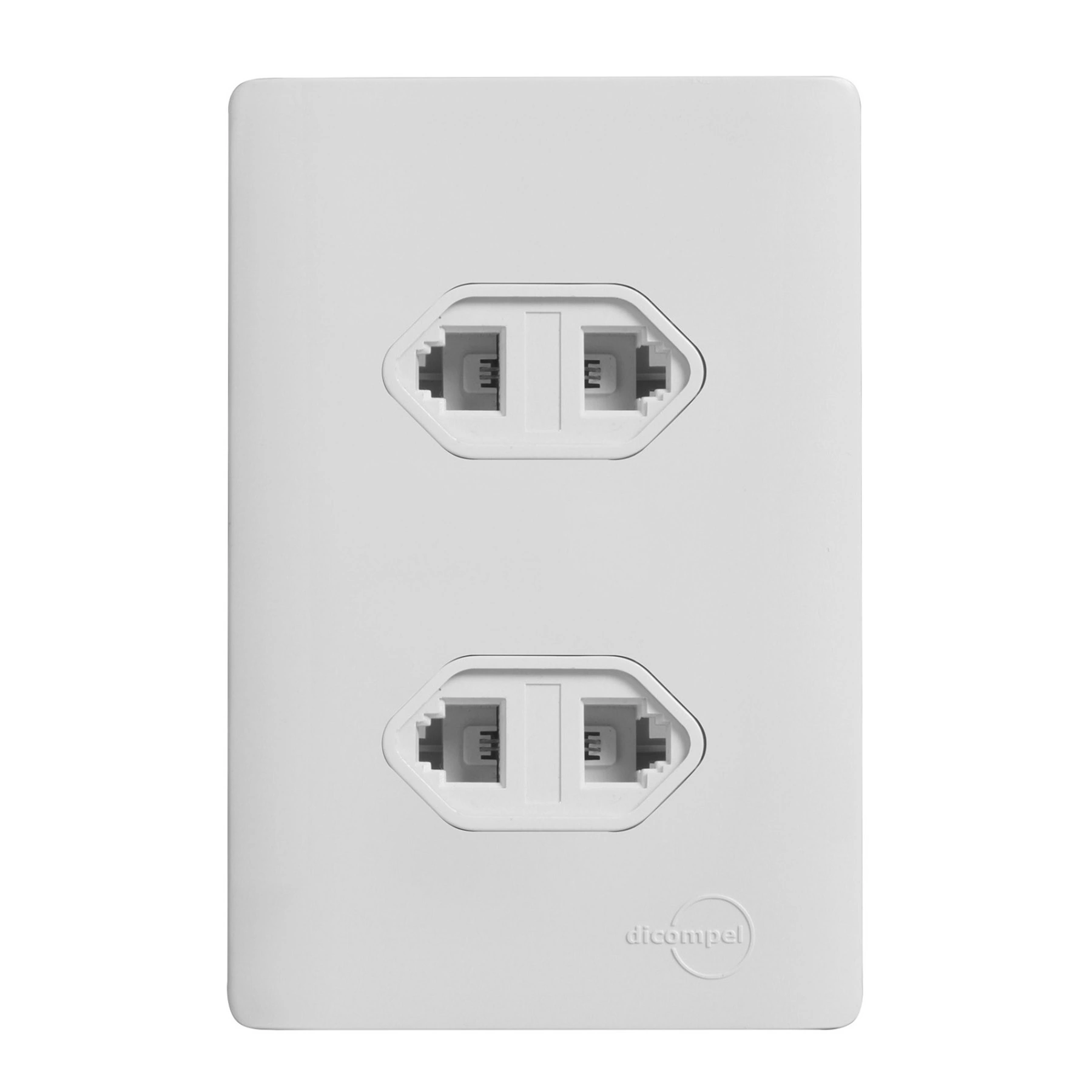 Conjunto 2 Tomadas Telefonia 4x2 Branco Novara Dicompel