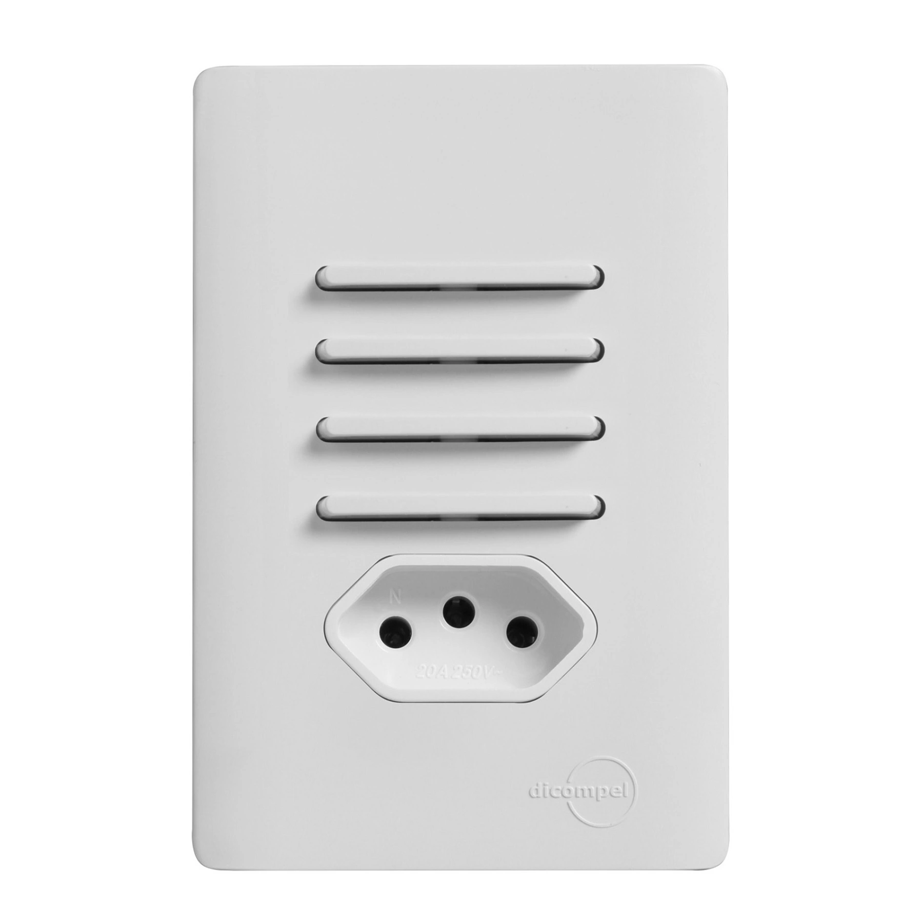 Conjunto 1 Tomada Energia Simples e Paralelo 20A 4x2 Branco Novara Dicompel