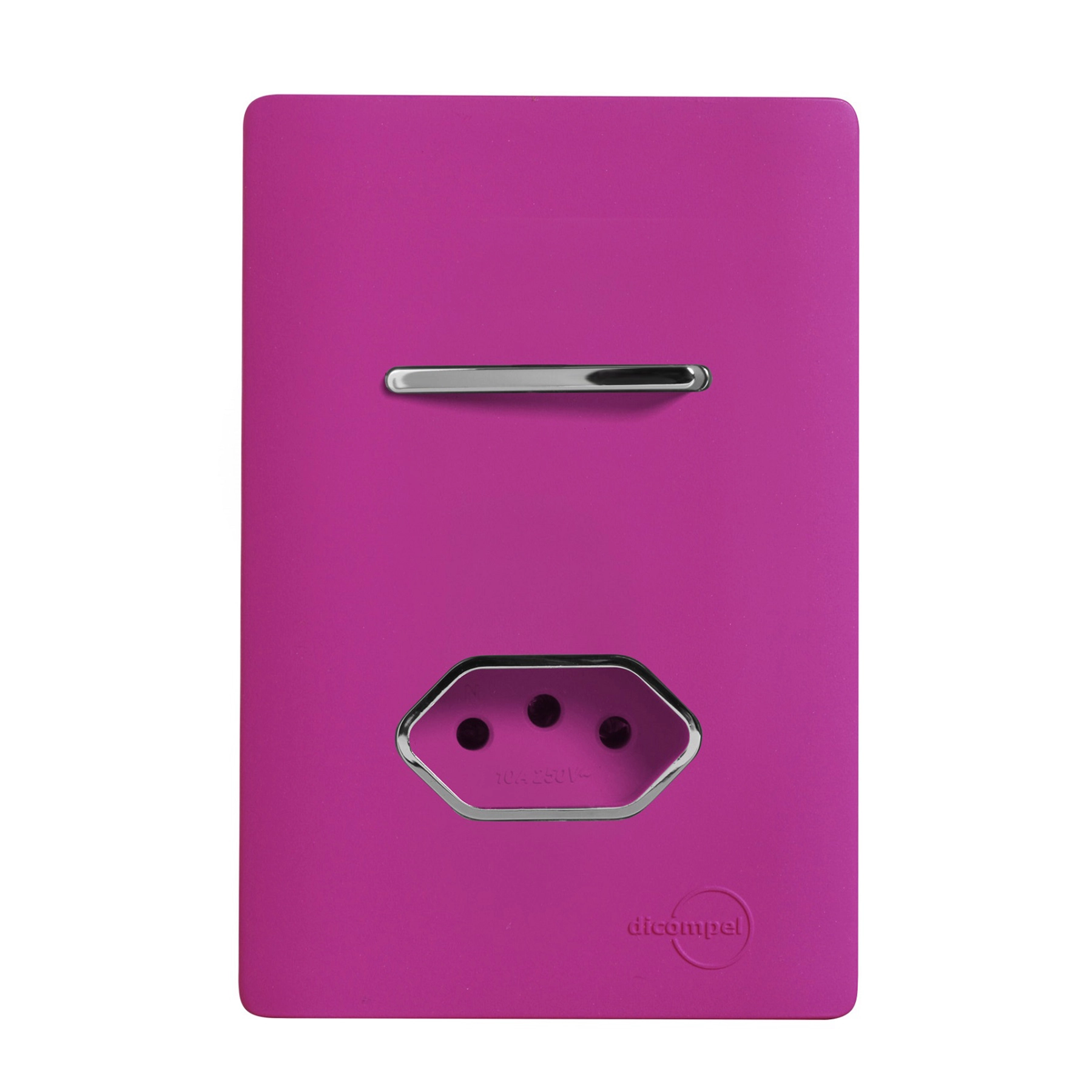 Conjunto 1 Tomada e 1 Interruptor Energia Paralelo 20A 4x2 Rosa Fosco Novara Colors Dicompel