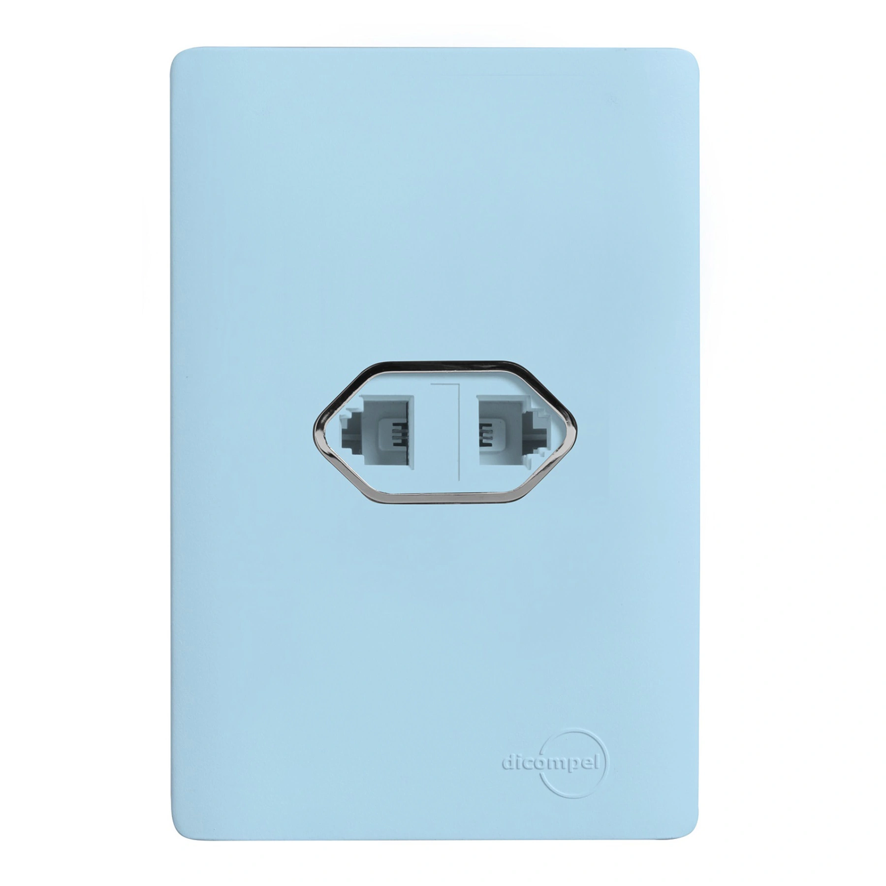 Conjunto 1 Tomada Telefonia 4x2 Celeste Novara Colors Dicompel