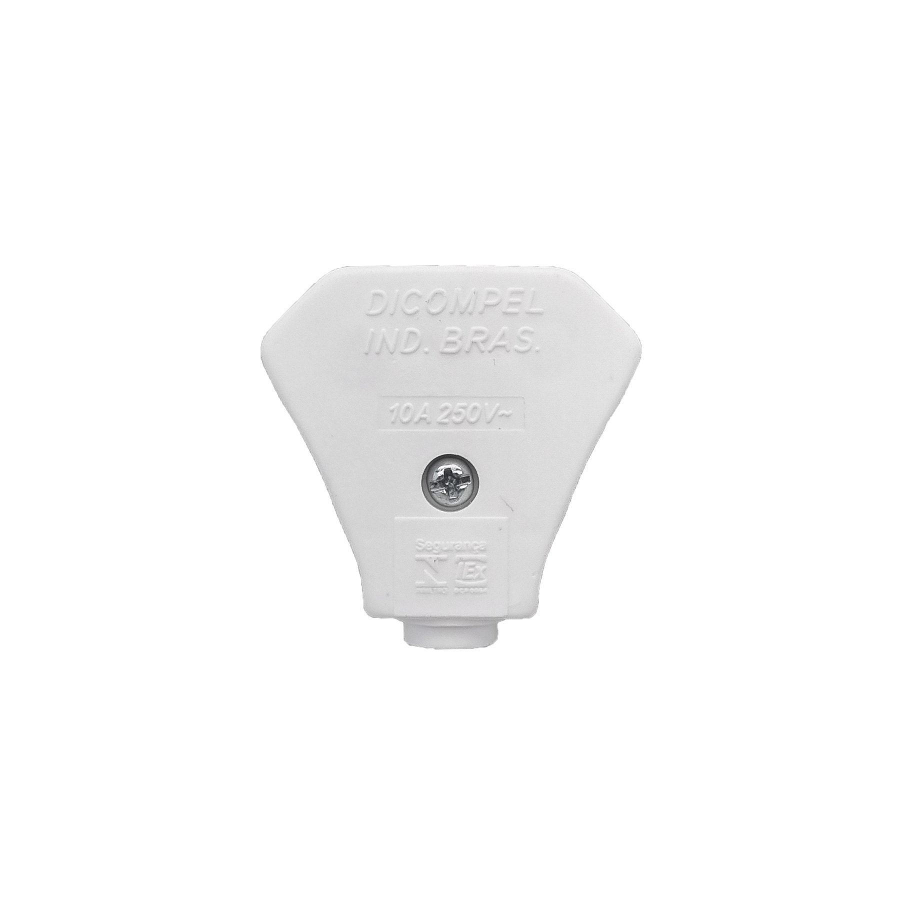 Plugue Macho 2P + Terra Bivolt 10A Branco Dicompel