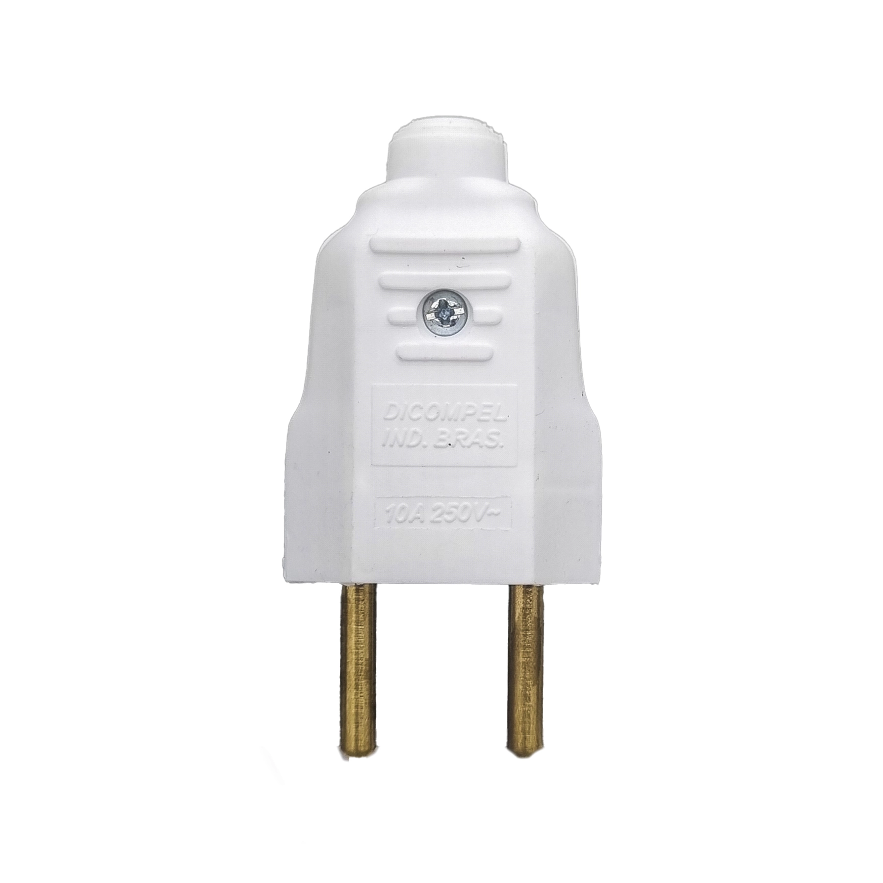 Plugue Gigante Macho 2P Bivolt 10A Branco Dicompel
