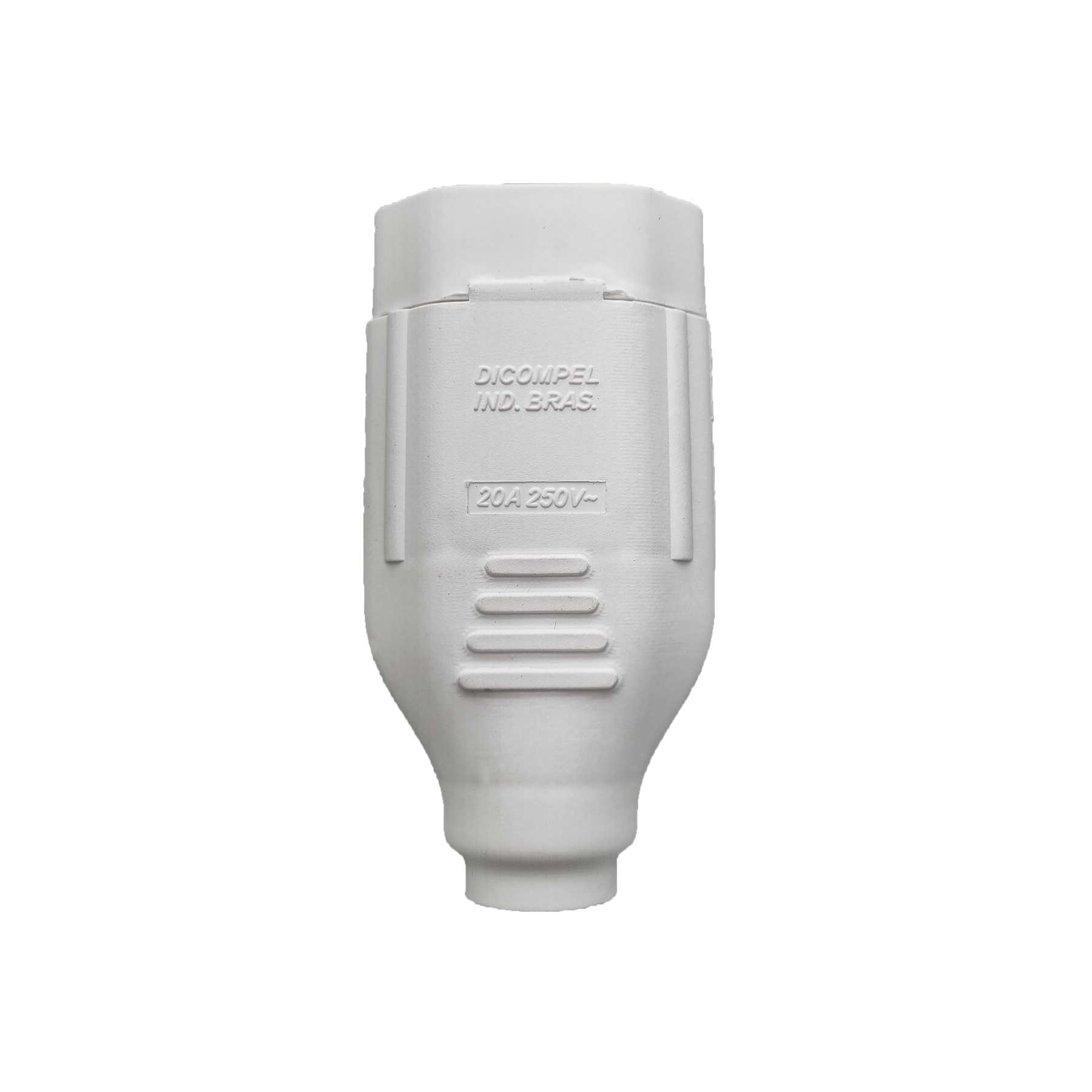 Plugue Fêmea 2P + Terra Bivolt 20A Branco Dicompel