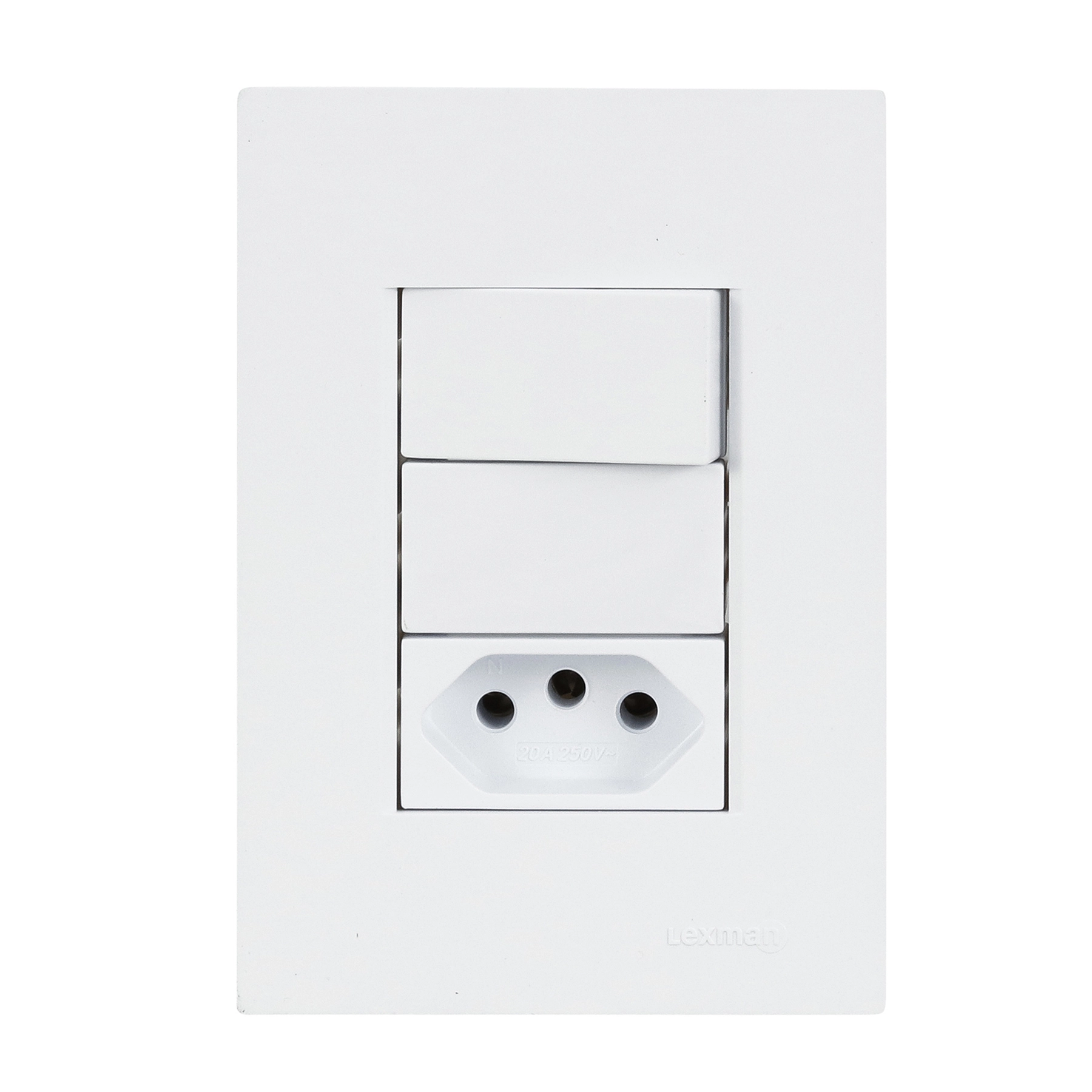 Conjunto 1 Tomada 1 Interruptor Energia 20A 4x2 Branco Fosco Madrid Lexman