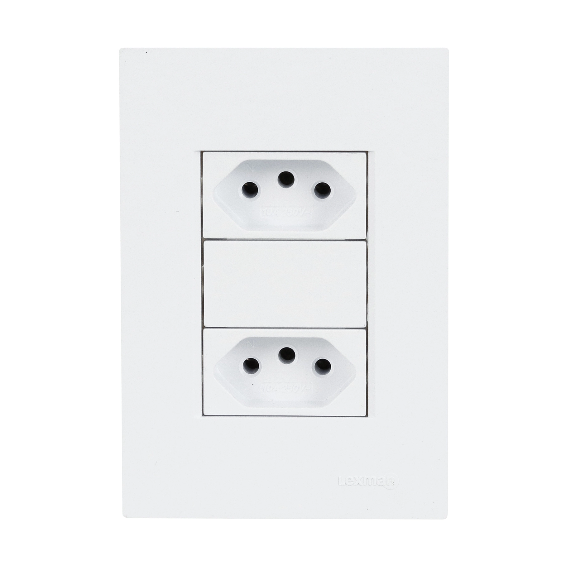 Conjunto 2 Tomadas Energia 10A 4x2 Branco Fosco Madrid Lexman