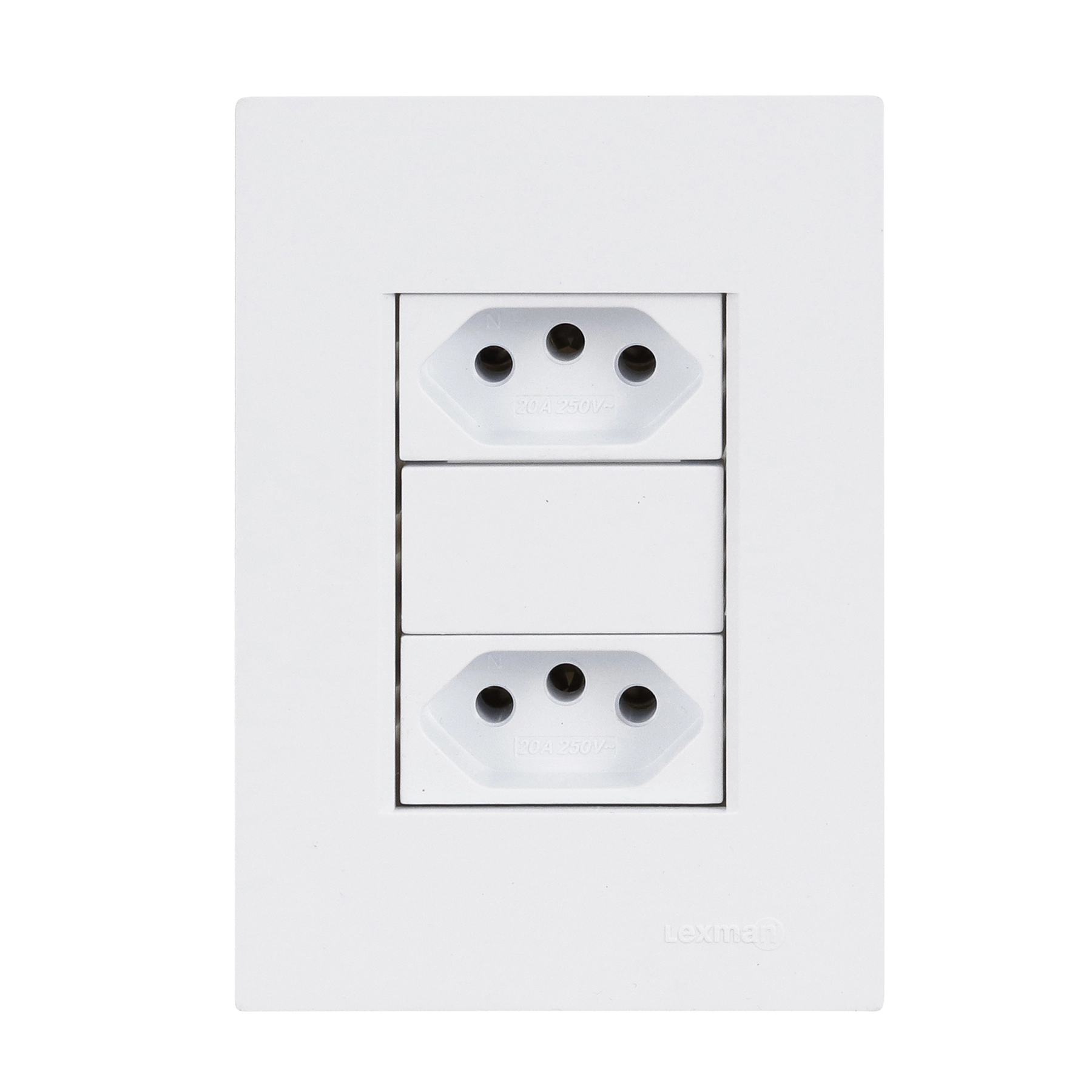 Conjunto 2 Tomadas Energia 20A 4x2 Branco Fosco Madrid Lexman