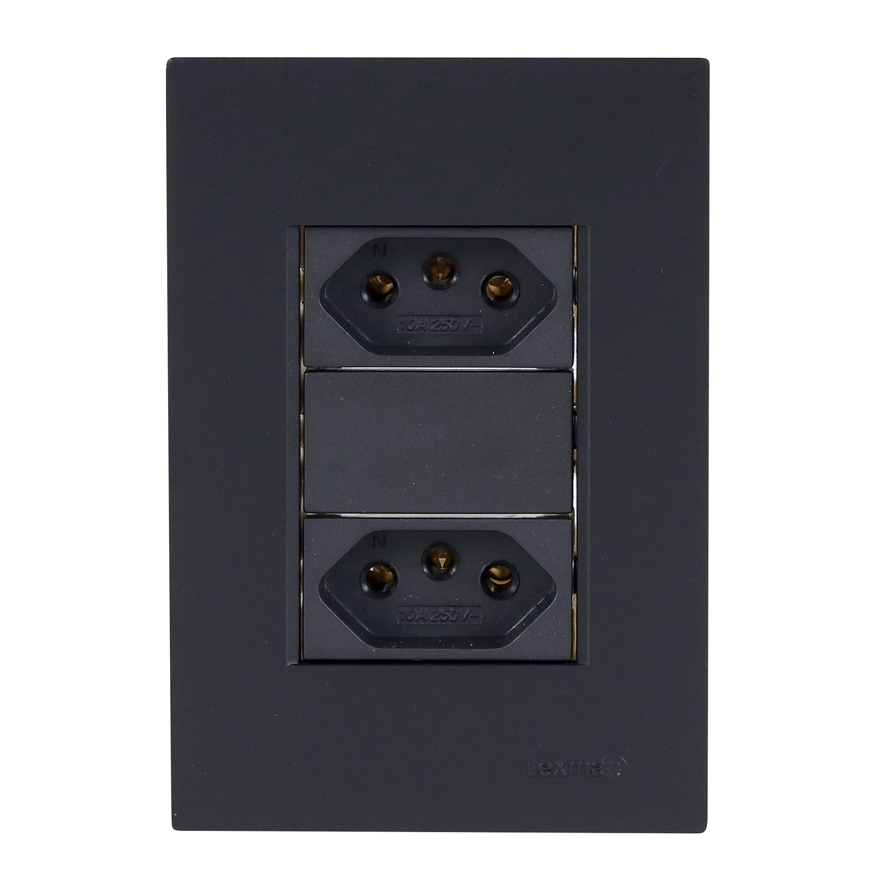 Conjunto 2 Tomadas Energia 10A 4x2 Preto Fosco Madrid Lexman