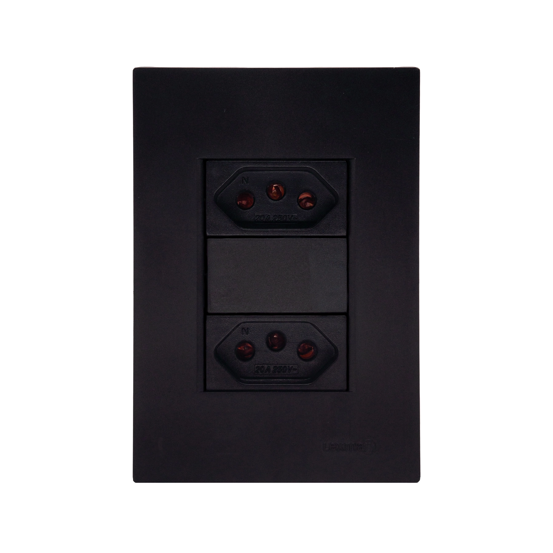 Conjunto 2 Tomadas Energia 20A 4x2 Preto Fosco Madrid Lexman