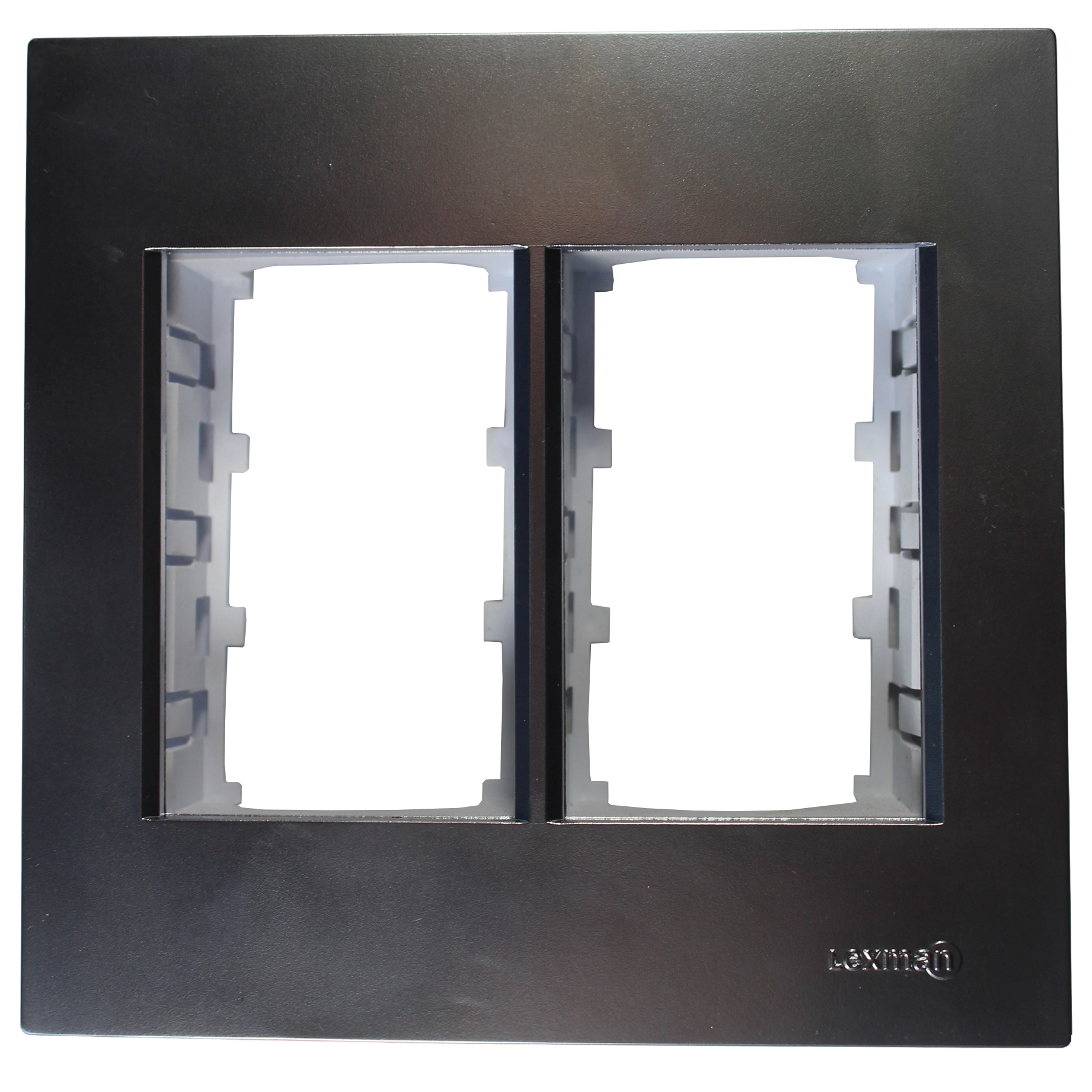 Placa 4x4 para 6 Módulos com Suporte Preto Fosco Madrid Lexman
