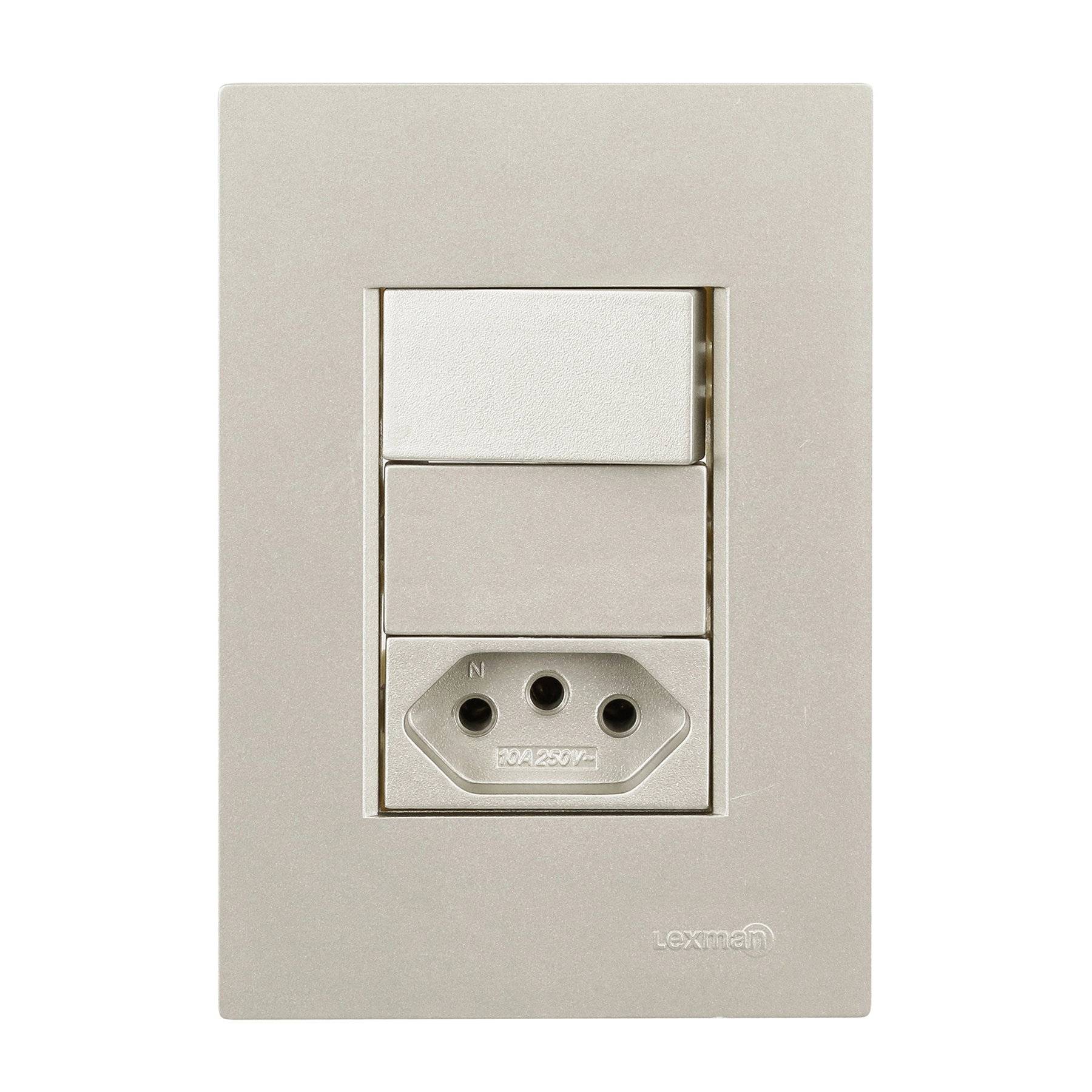Conjunto Interruptor e Tomada de Energia Simples 10A 4x2 2P + T Titanium Madrid Lexman