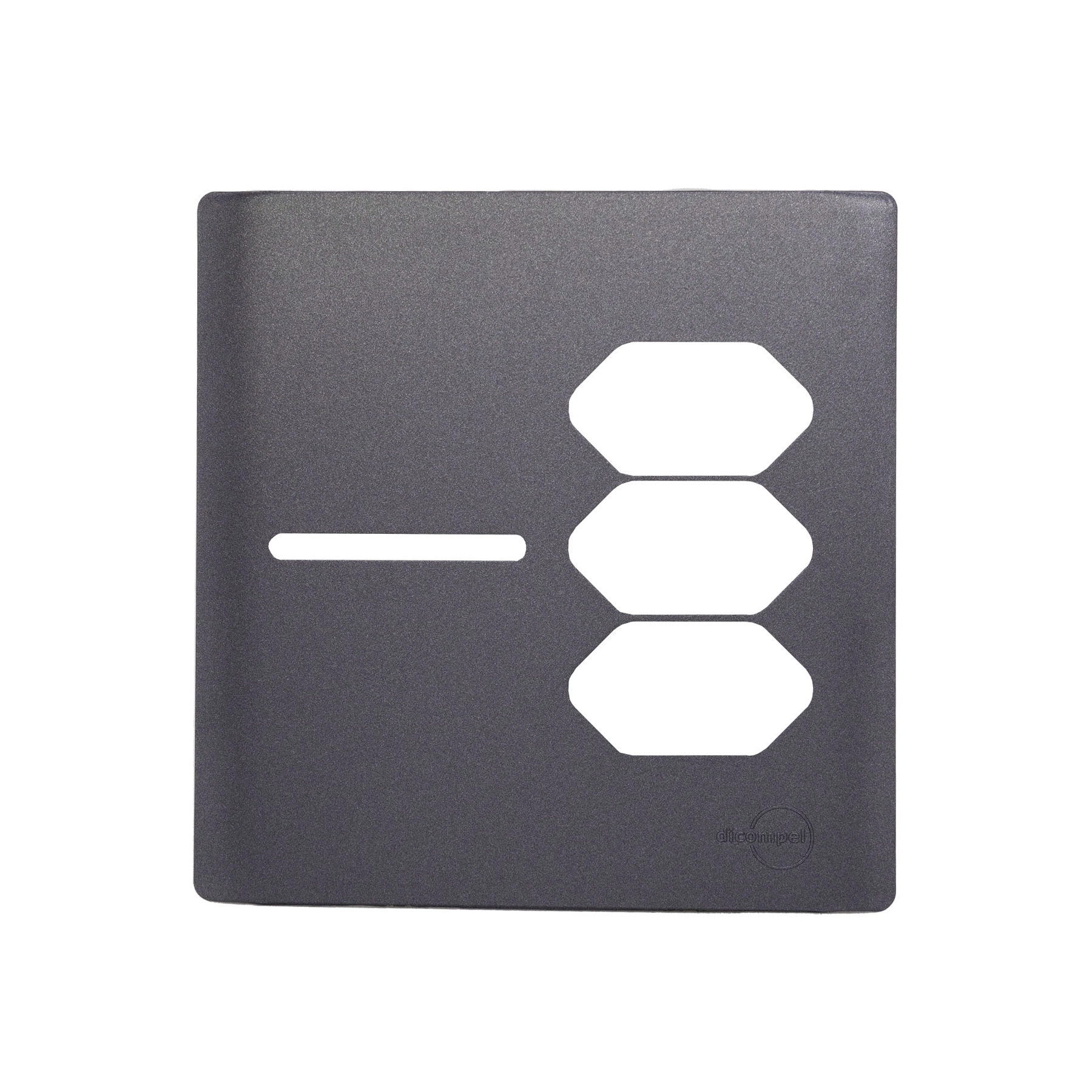 Placa com Suporte 4X4 para 1 Interruptor + 3 Tomada Preto Graffite Novara