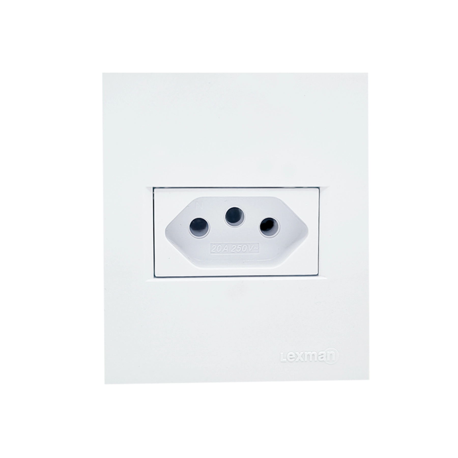 Conjunto 1 Tomada 20A Sistema X 2P + Terra Branco Madrid Lexman