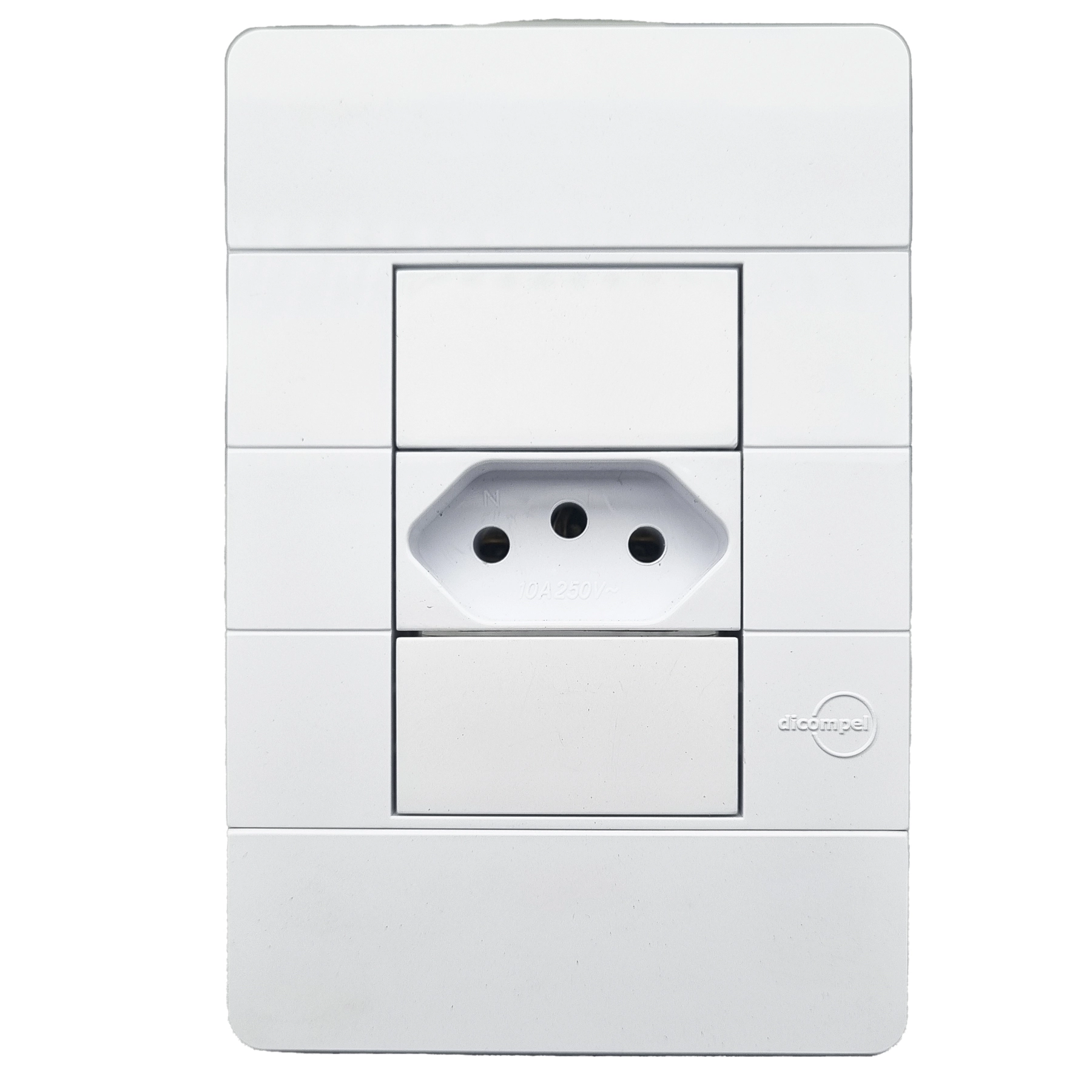 Conjunto Tomada 4x2 2P + Terra 10A Branco Ritz Dicompel
