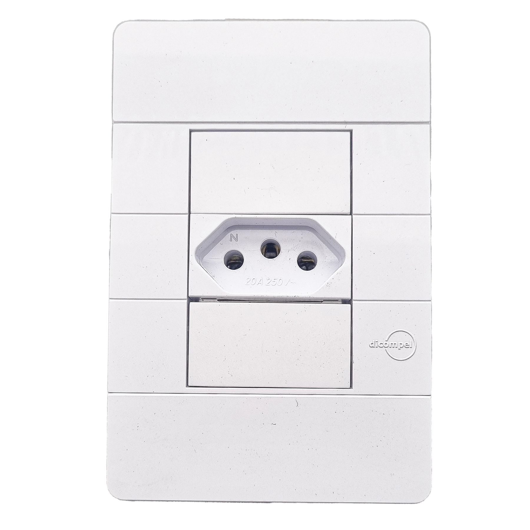 Conjunto Tomada 4x2 2P + Terra 20A Branco Ritz Dicompel