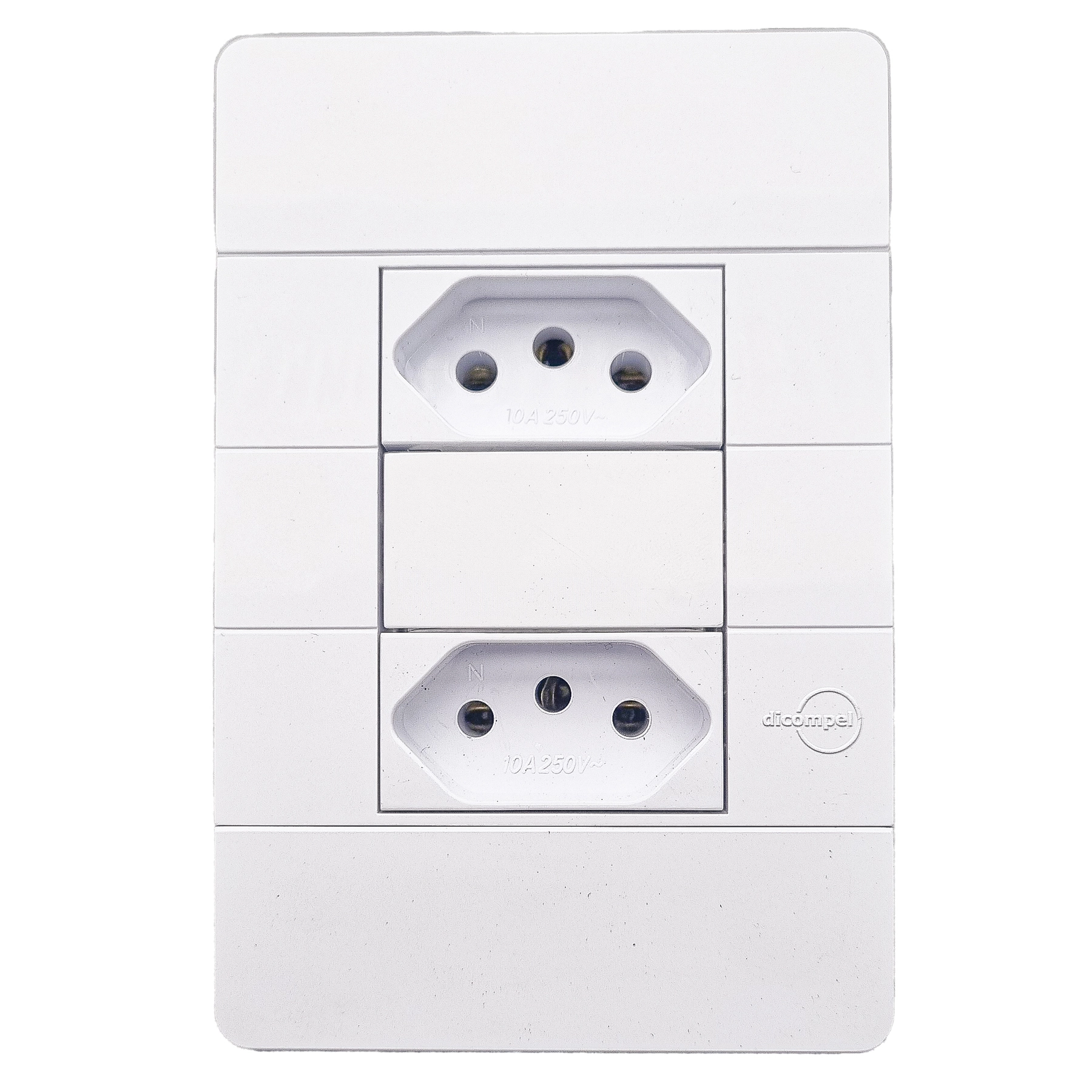 Conjunto 2 Tomada 4x2 2P + Terra 10A Branco Ritz Dicompel