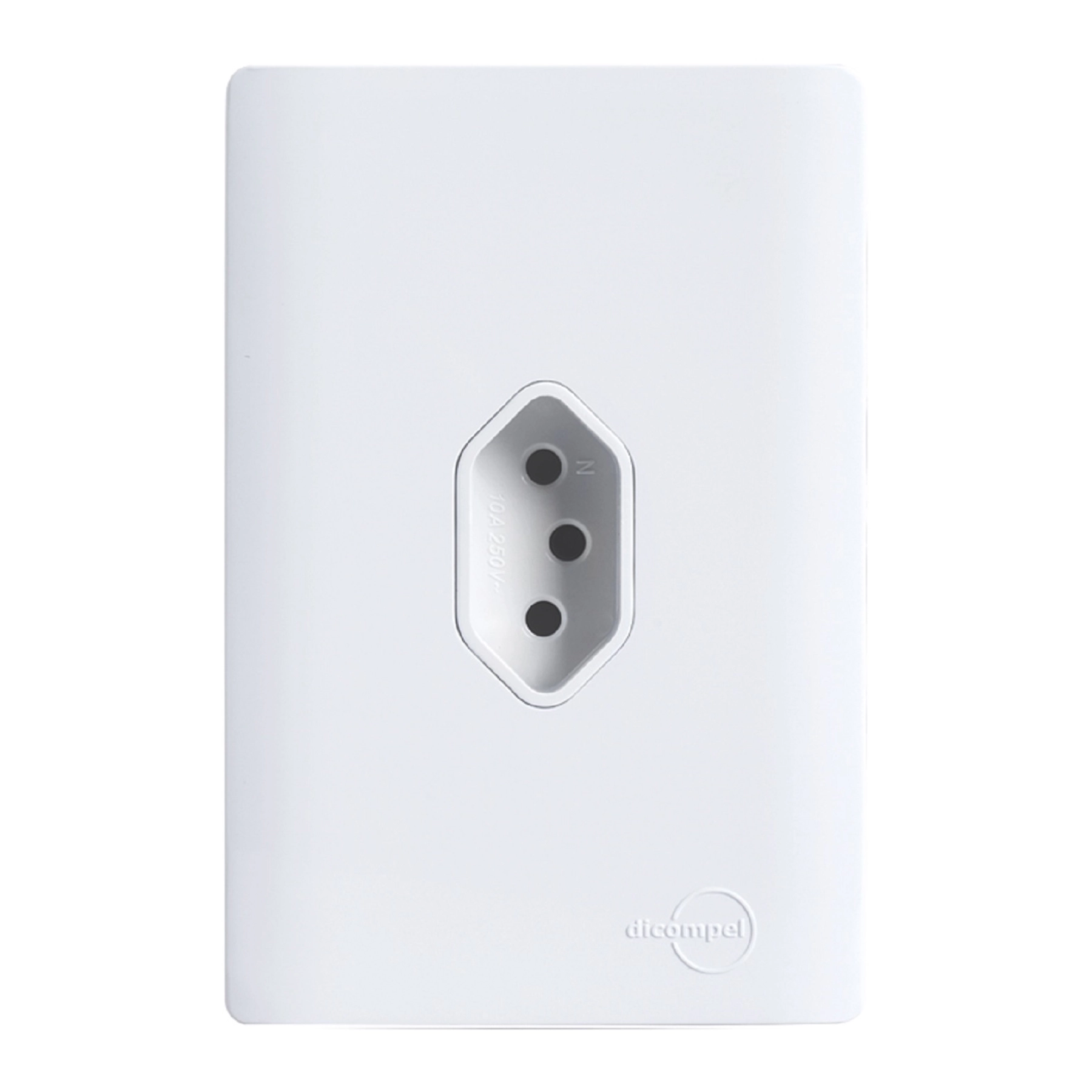 Conjunto 1 Tomada Energia 10A 4x2 Branco Novara Dicompel