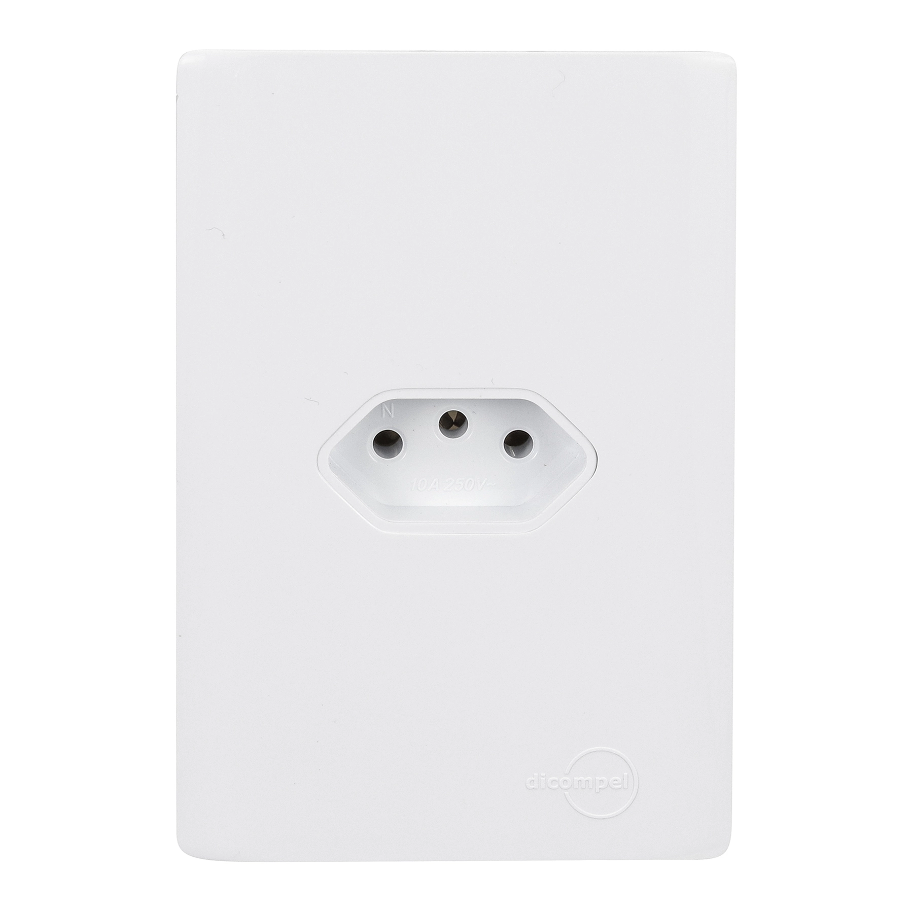Conjunto 1 Tomada Energia 10A 4x2 Branco Novara Dicompel
