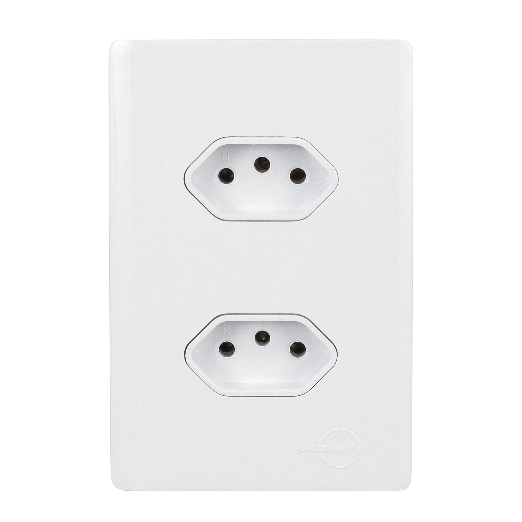 Conjunto 1 Tomada Energia 10A 4x2 Branco Novara Dicompel