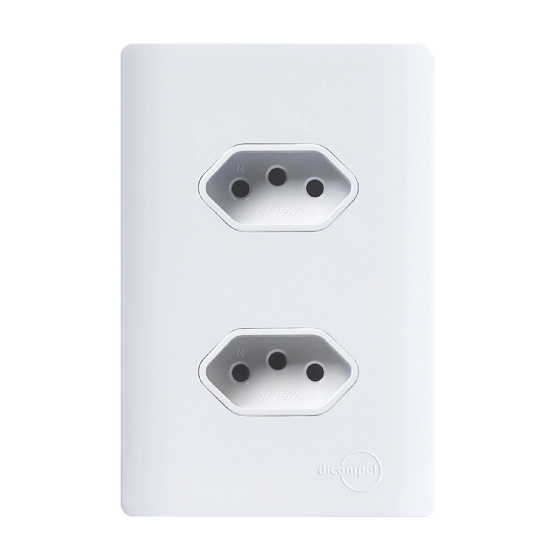 Conjunto 2 Tomadas Energia 20A 4x2 Branco Novara Dicompel