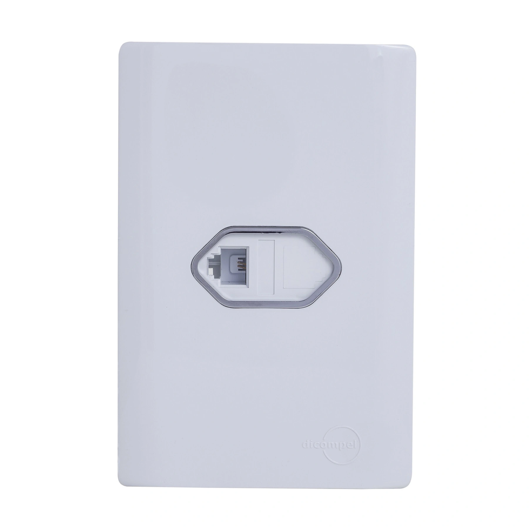Conjunto 1 Tomada Telefonia 4x2 Branco Novara Dicompel
